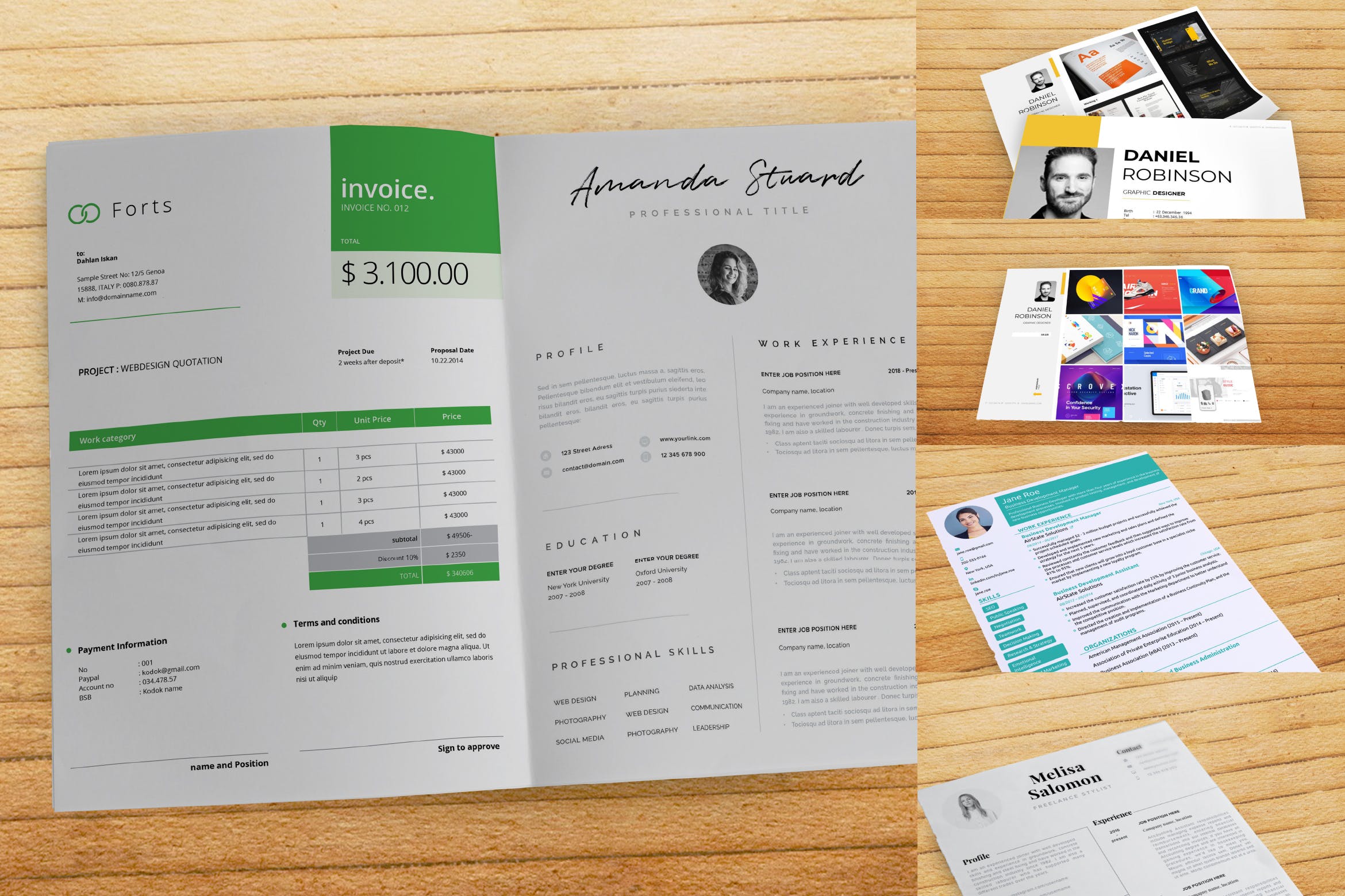 逼真的简历纸张效果图样机模板 Cd Paper Realistic Mockup