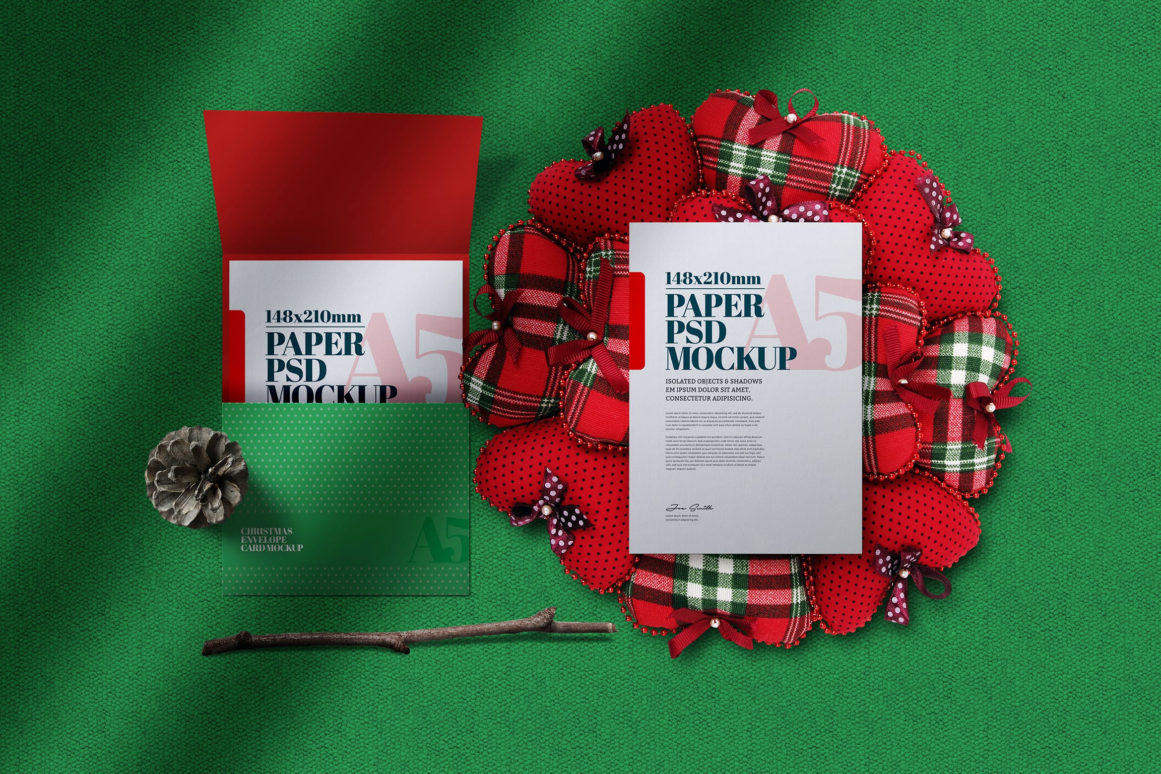 圣诞节A5海报邀请贺卡样机 Christmas A5 Flyer Invitation Greeting Card Mockup