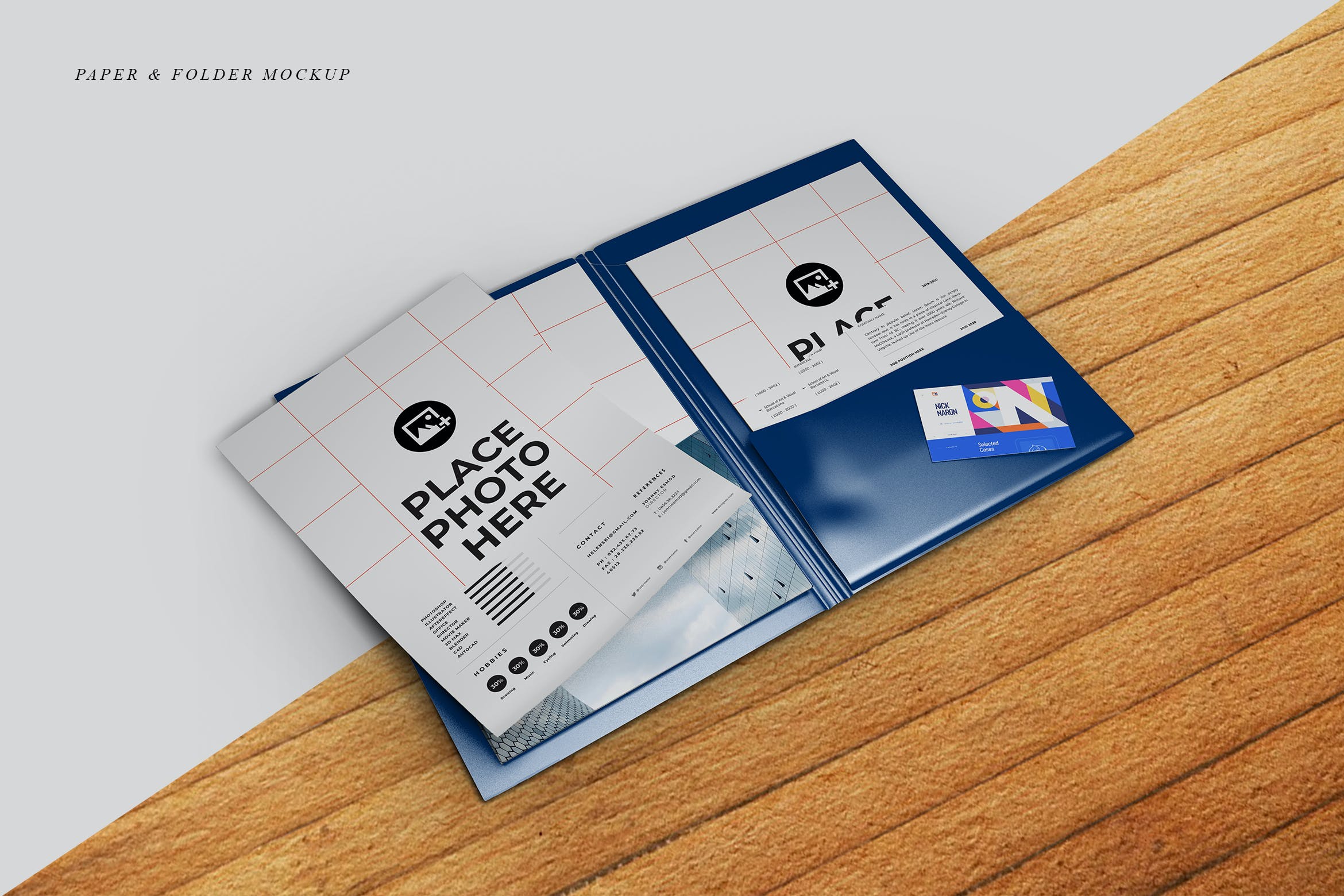 文件夹&纸张企业文具样机 Folder & Paper Mockup