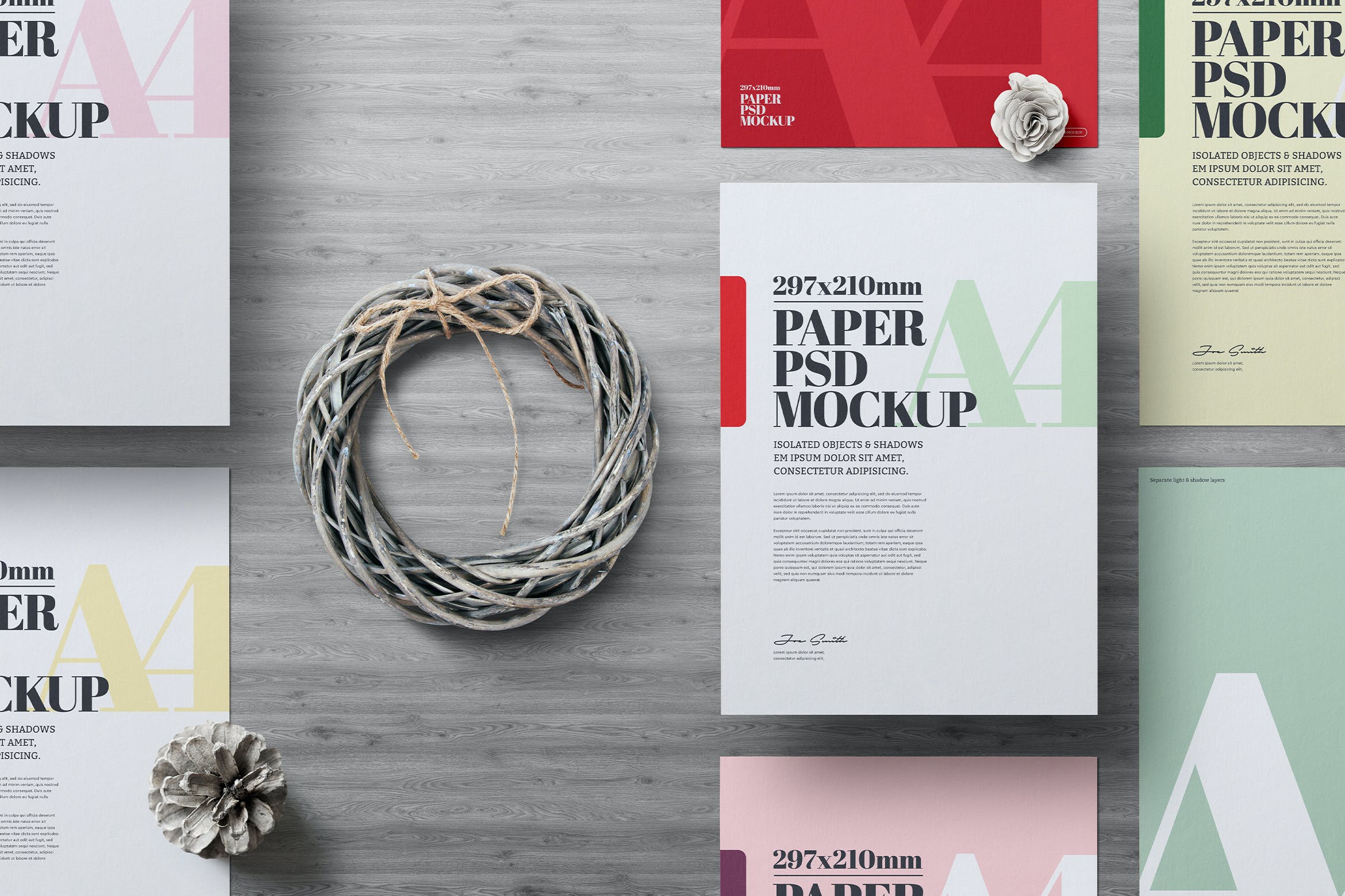 圣诞A4尺寸海报传单集样机 Christmas A4 Flyer Set Mockup