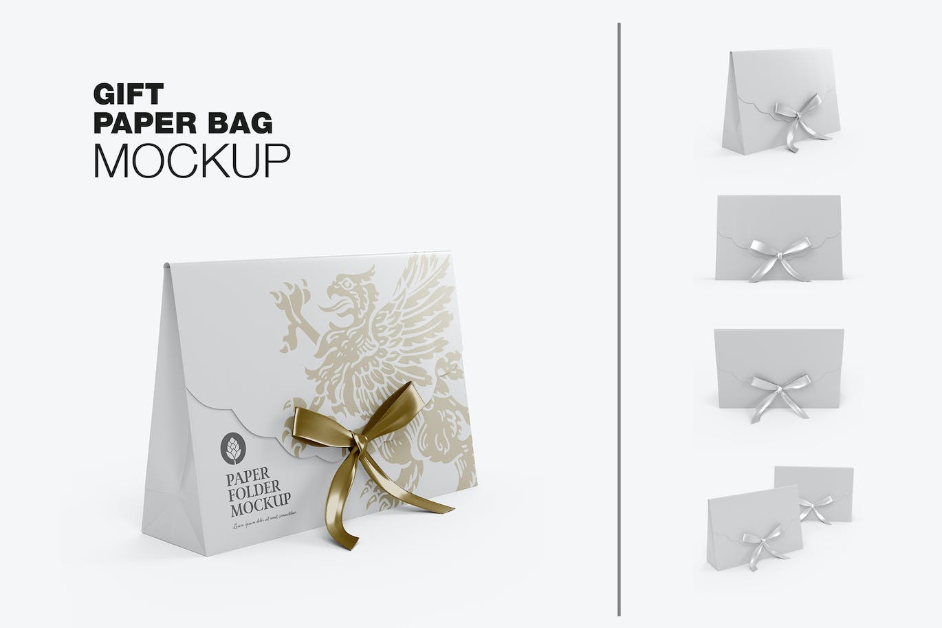 蝴蝶结牛皮纸文件夹设计样机模板 Kraft Paper Folder with Bow mockup