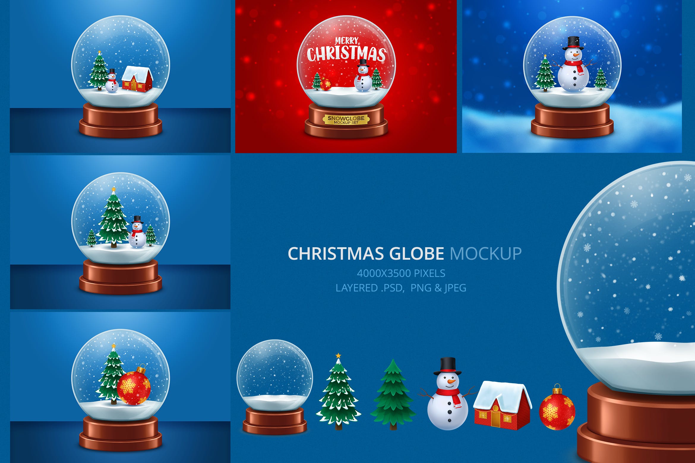 圣诞雪球水晶球设计样机 Christmas Snow globe Mock up