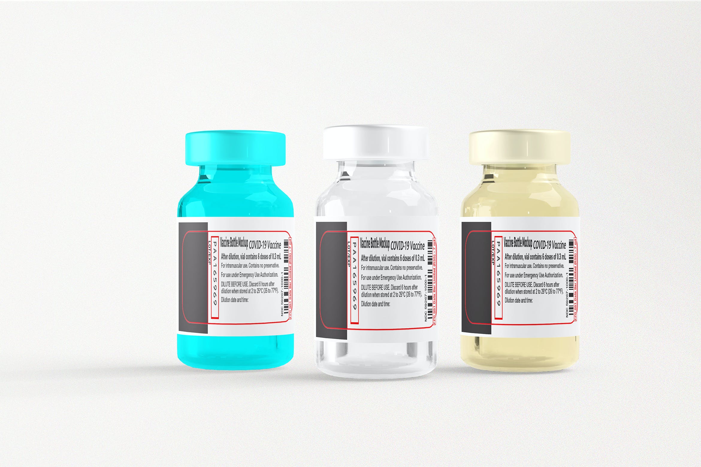 疫苗玻璃瓶标签展示样机 Vaccine Glass Bottle Mockups