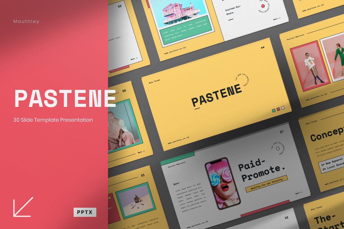 时尚高端清新简约马卡龙配色powerpoint幻灯片演示模板（pptx）