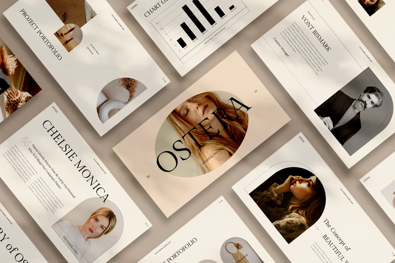 极简风格的高端优雅简约powerpoint幻灯片演示模板（pptx）