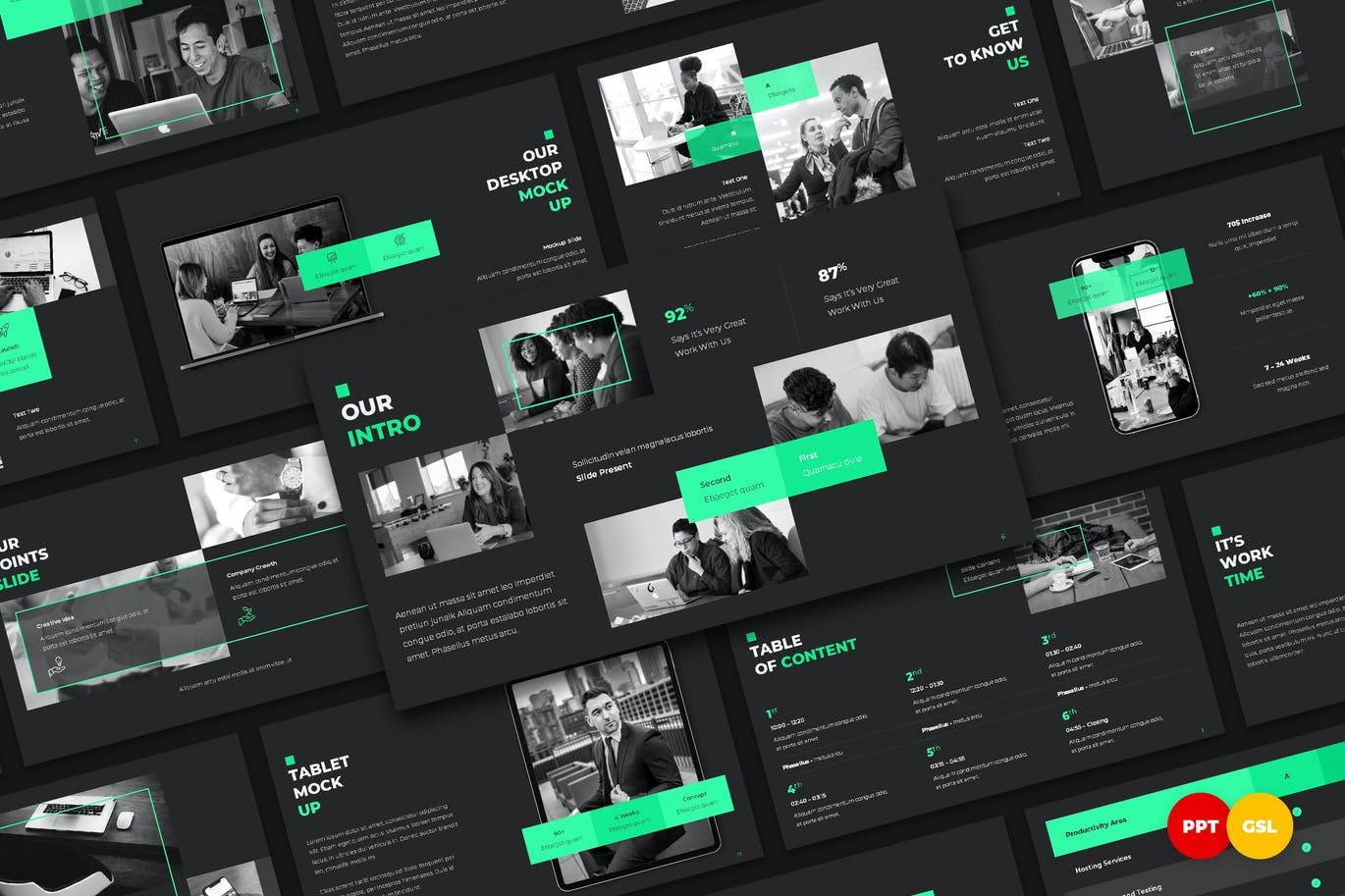 高端醒目配色的高品质多用途大数据商业商务powerpoint幻灯片演示模板（pptx）