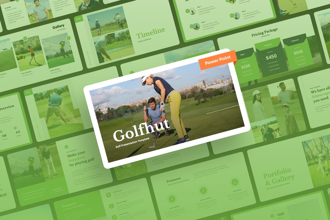 清新高端时尚简约多用途的高尔夫运动powerpoint幻灯片演示模板（pptx）
