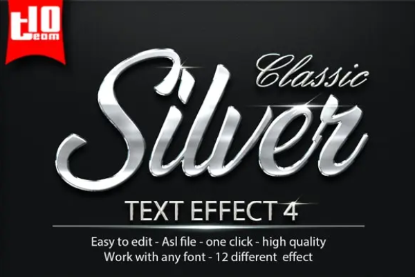 12个经典金属文字效果图层样式素材