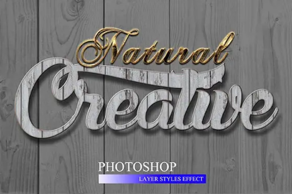 逼真木纹3D文字ps图层样式