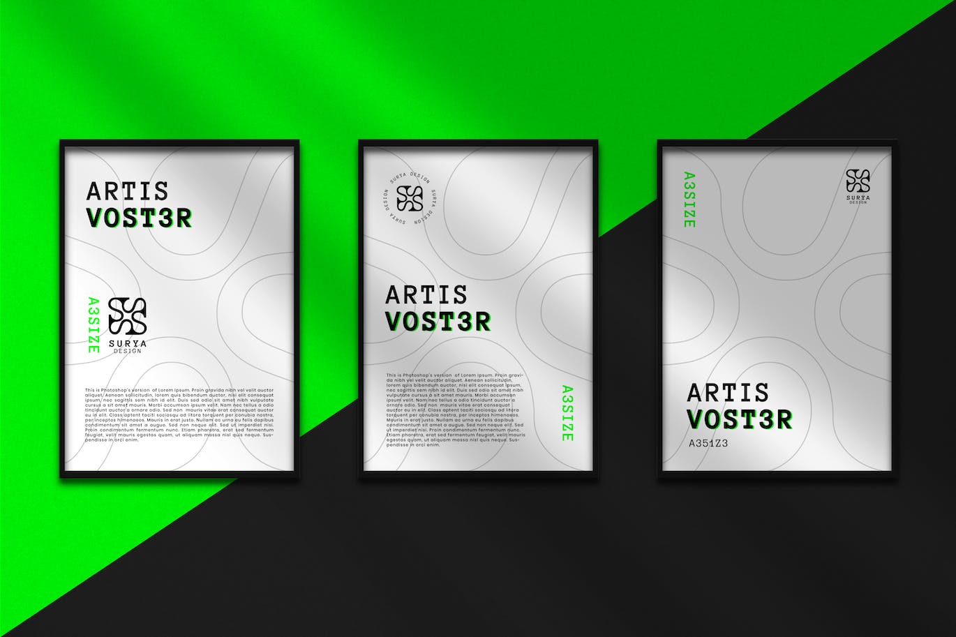 A3黑色框架海报样机 A3 Frame Poster Mockup