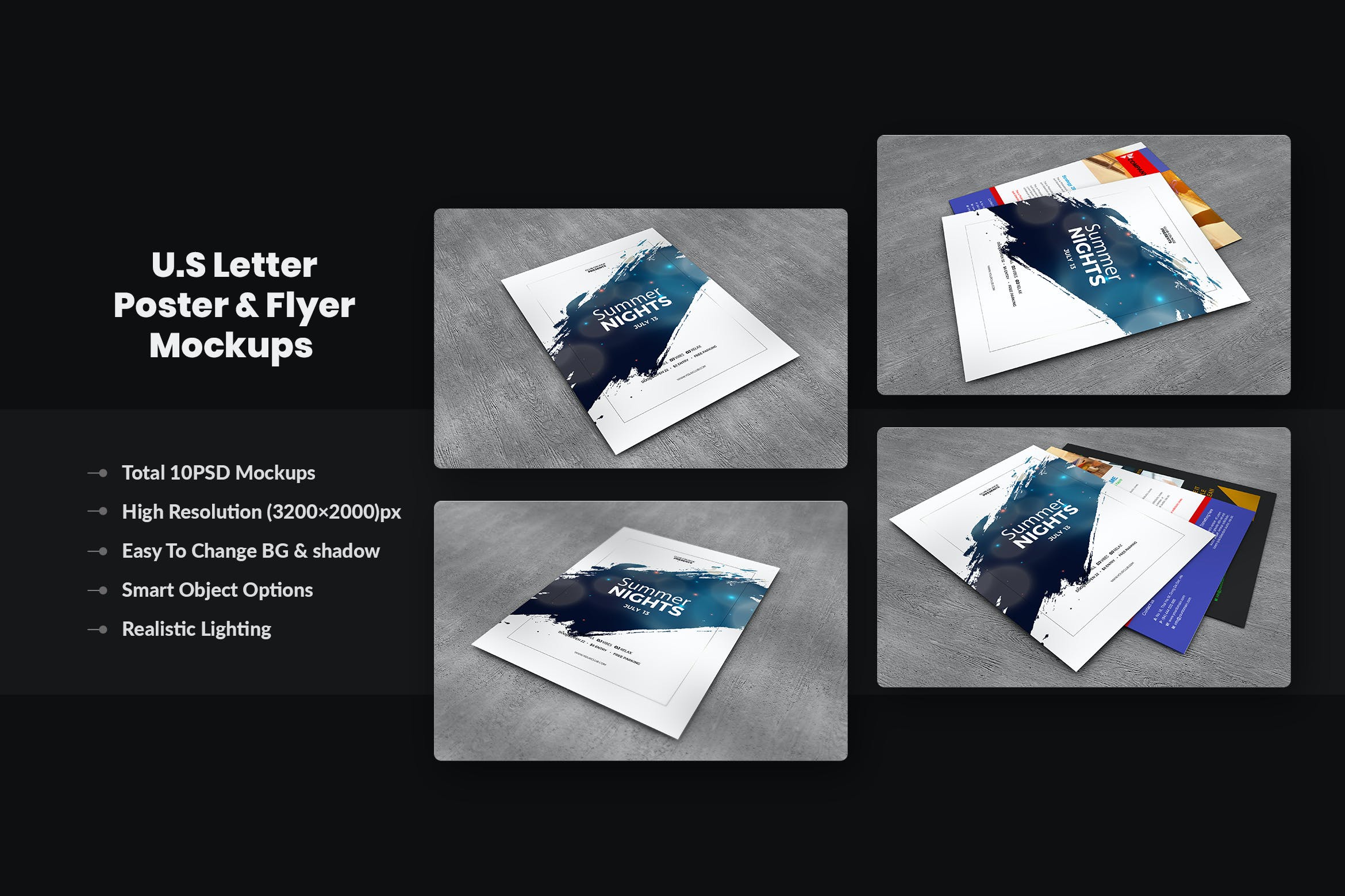 美国信纸尺寸海报&宣传单设计样机 U.S Letter Poster & Flyer Mockups