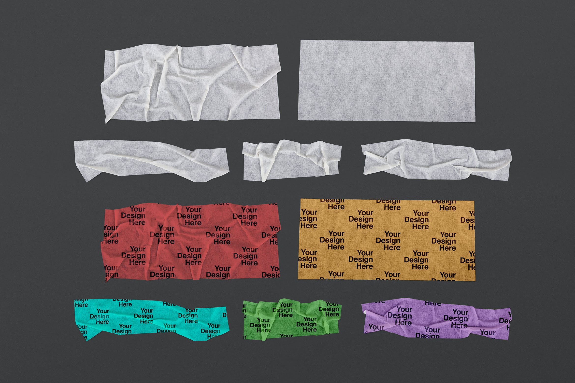 不规则皱褶白色带状美纹纸胶带样机 White Strip Adhesive Duct Tape Mockup