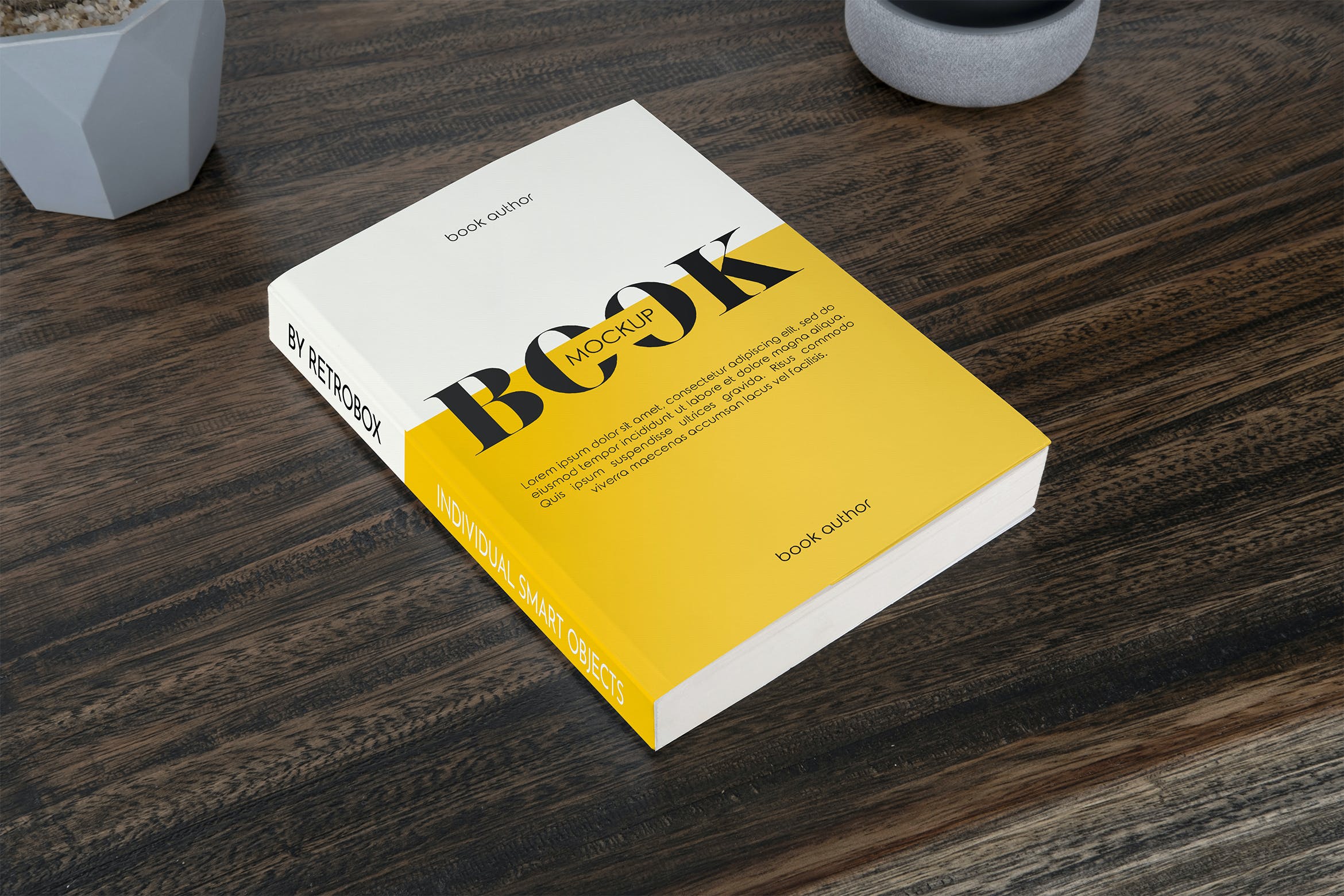 木纹桌子图书封面设计展示样机模板 Book Mockup