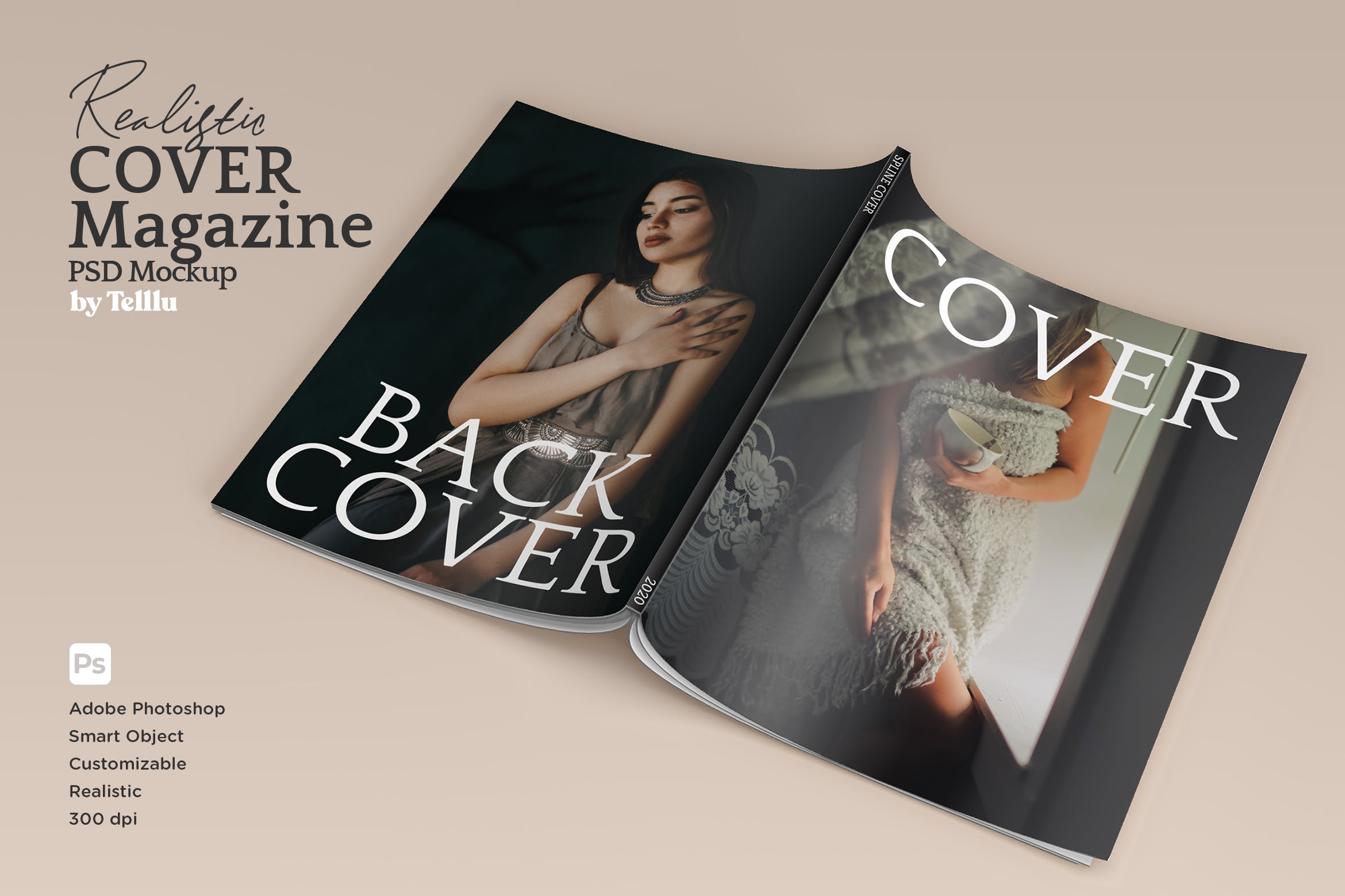 时装杂志封面设计样机模板v2 Magazine Mockup V02 Cover