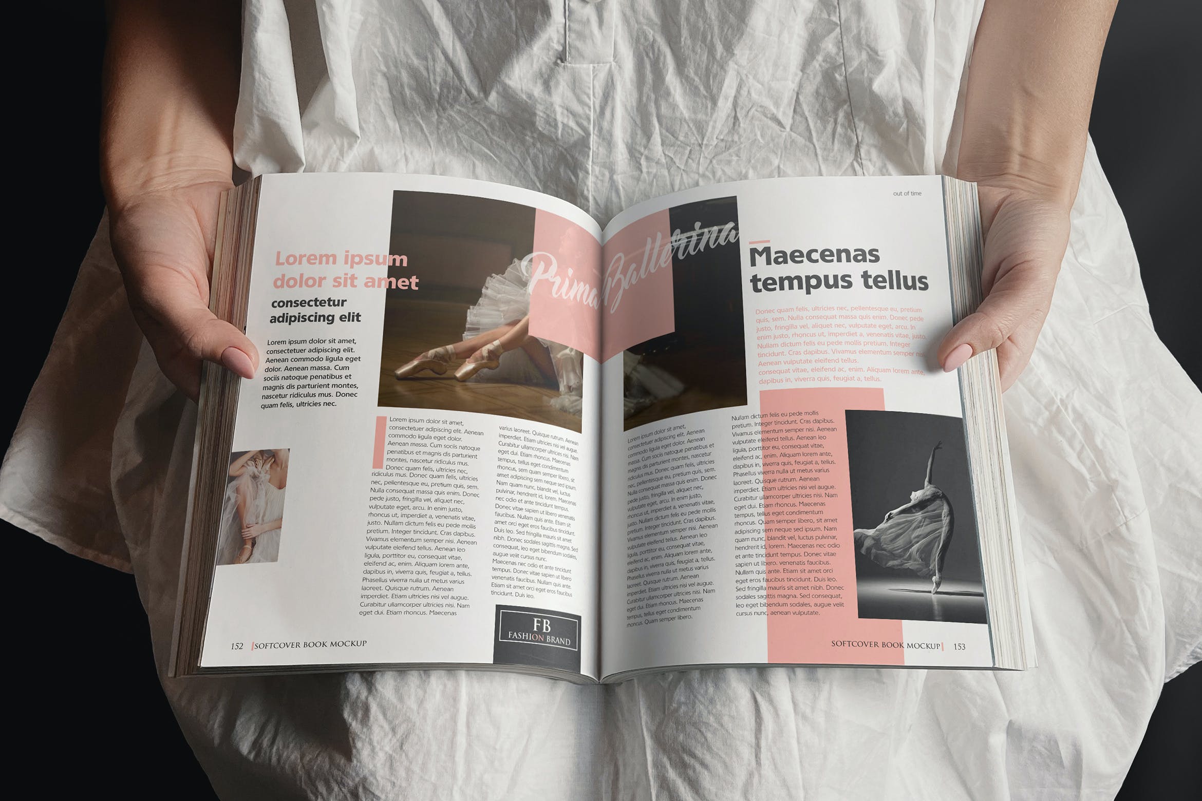 女人手持软封面书籍效果图样机模板 Woman Holding Softcover Book Mockup