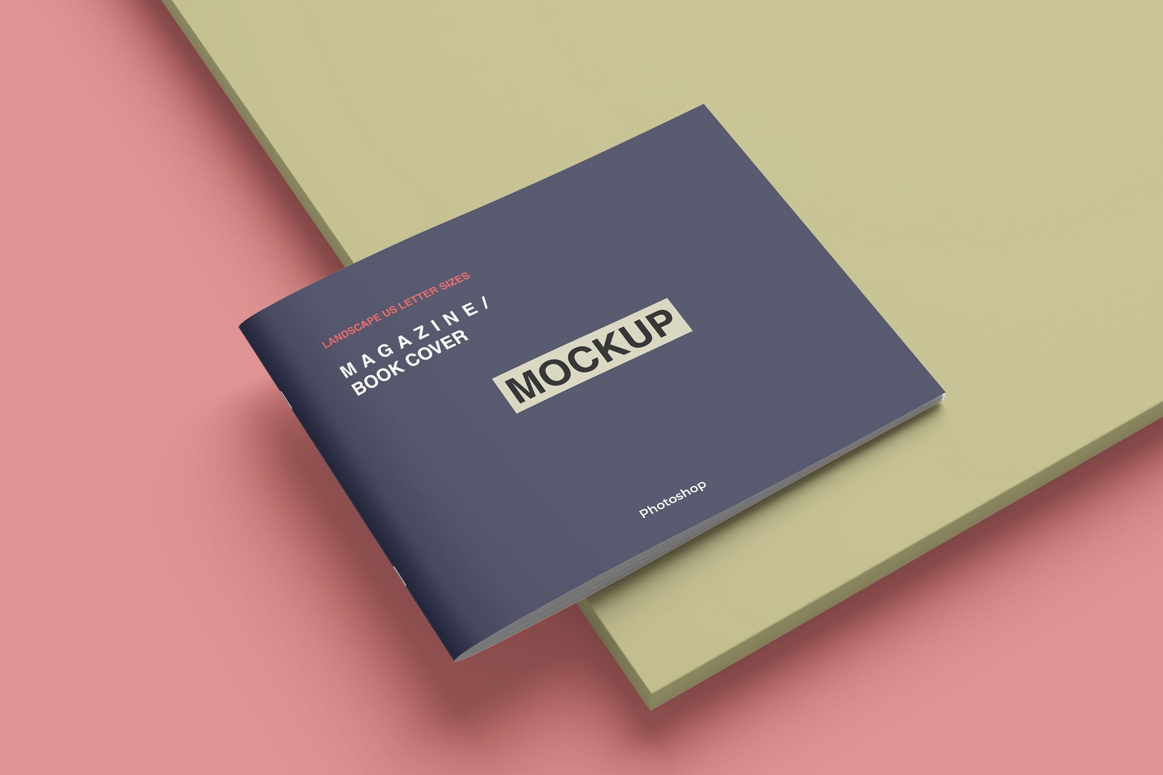 横向美国信纸尺寸产品手册封面设计样机 Landscape US Letter size Brochure Cover Mockup