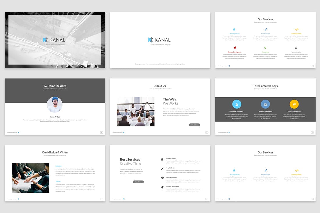 极简风格的公司PPT模板