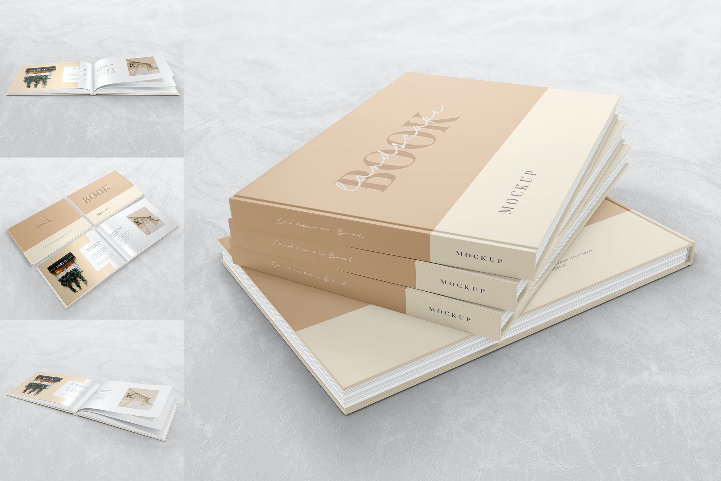 横版规格图书画册设计效果图样机模板 Landscape Book – Mockup