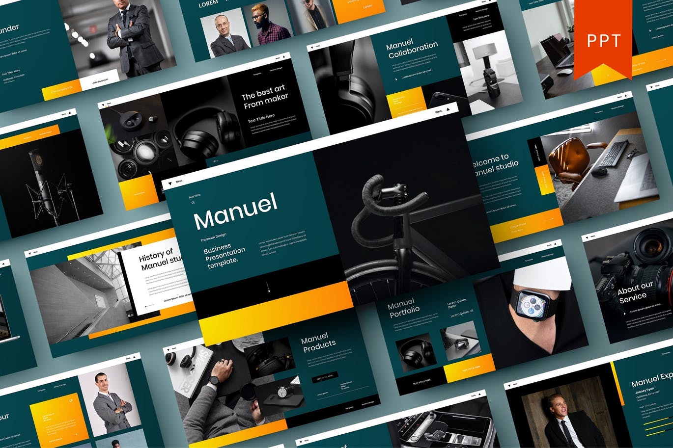 时尚高端专业的高品质商业商务powerpoint幻灯片演示模板（pptx）