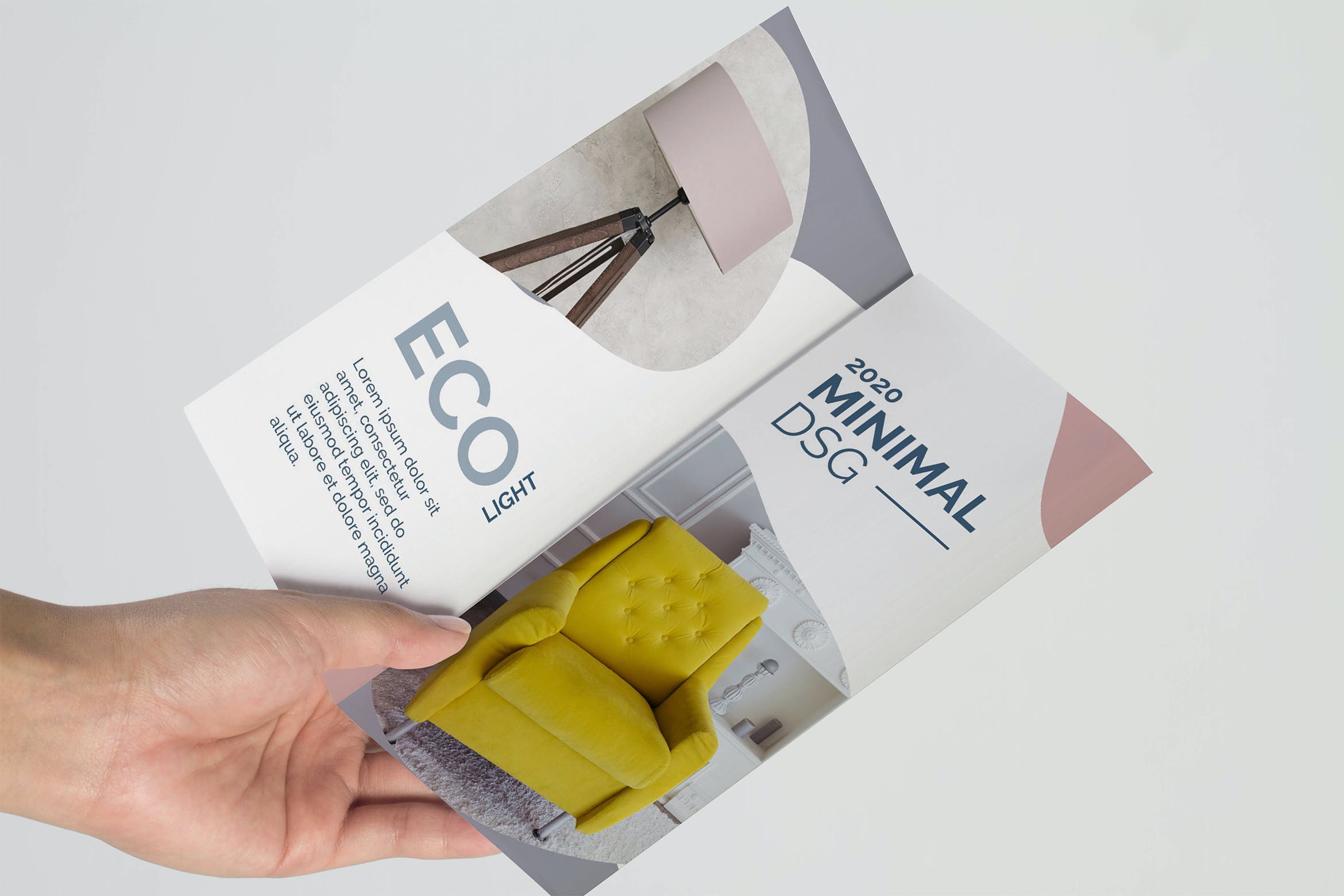 三折页家具品牌手册设计样机模板 Trifold Mock Up