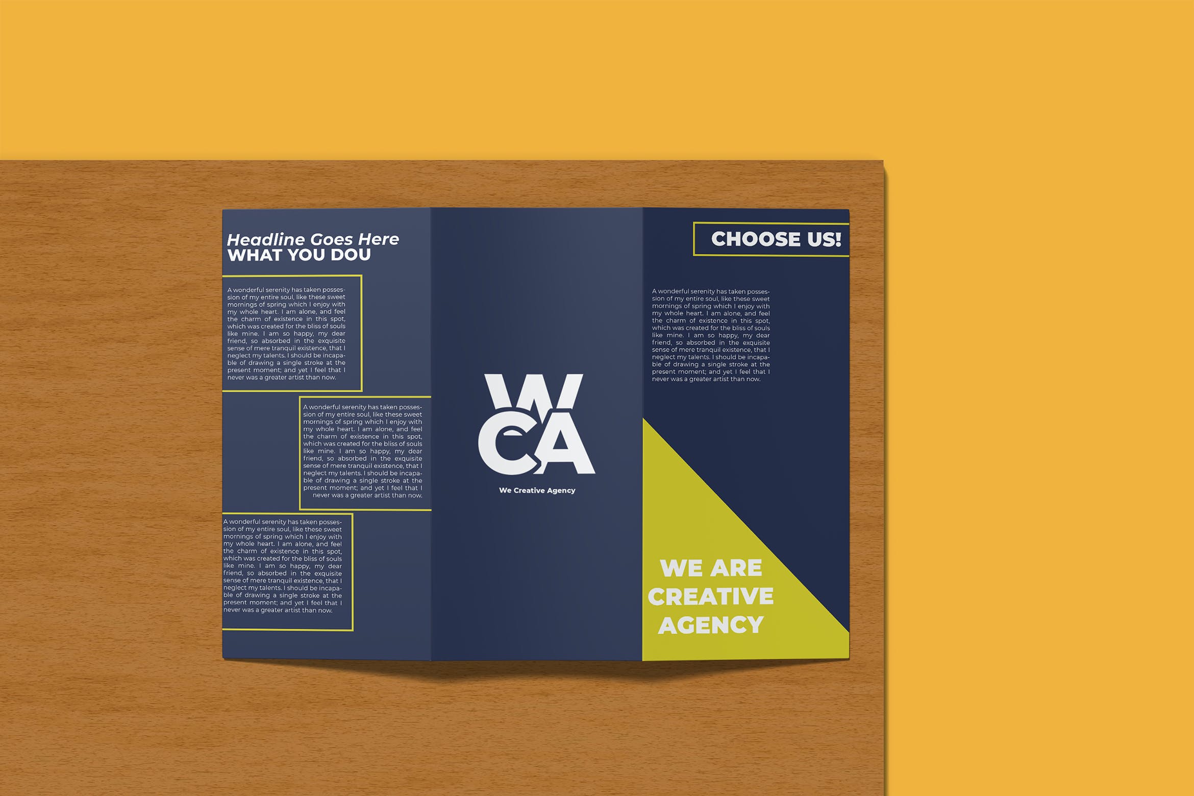 2个视图三折页宣传册设计样机模板 Modern Trifold 2 (Two) Perspective – Mockup