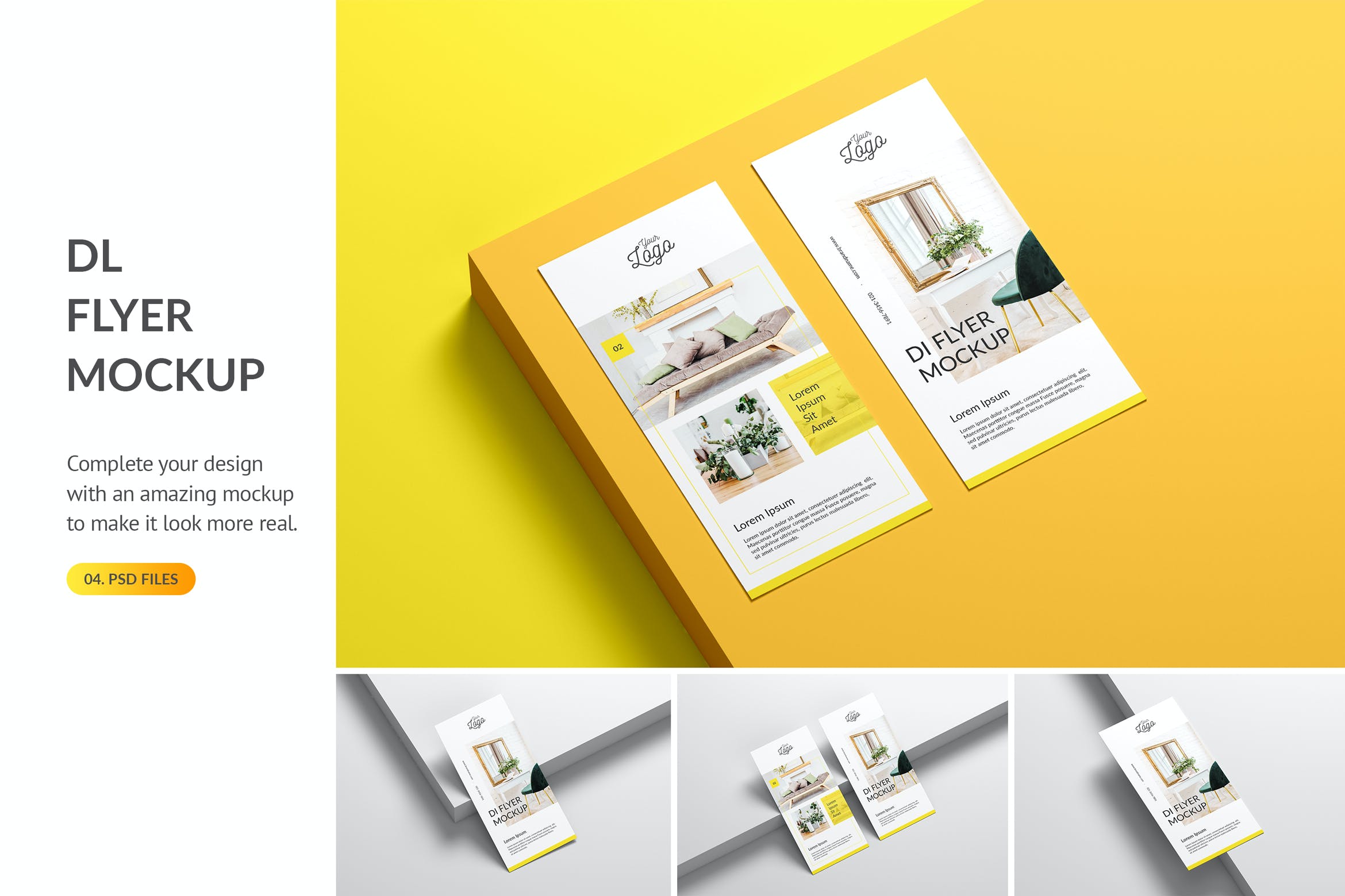 DL尺寸宣传单设计效果图样机模板 Dl Flyer Mockup