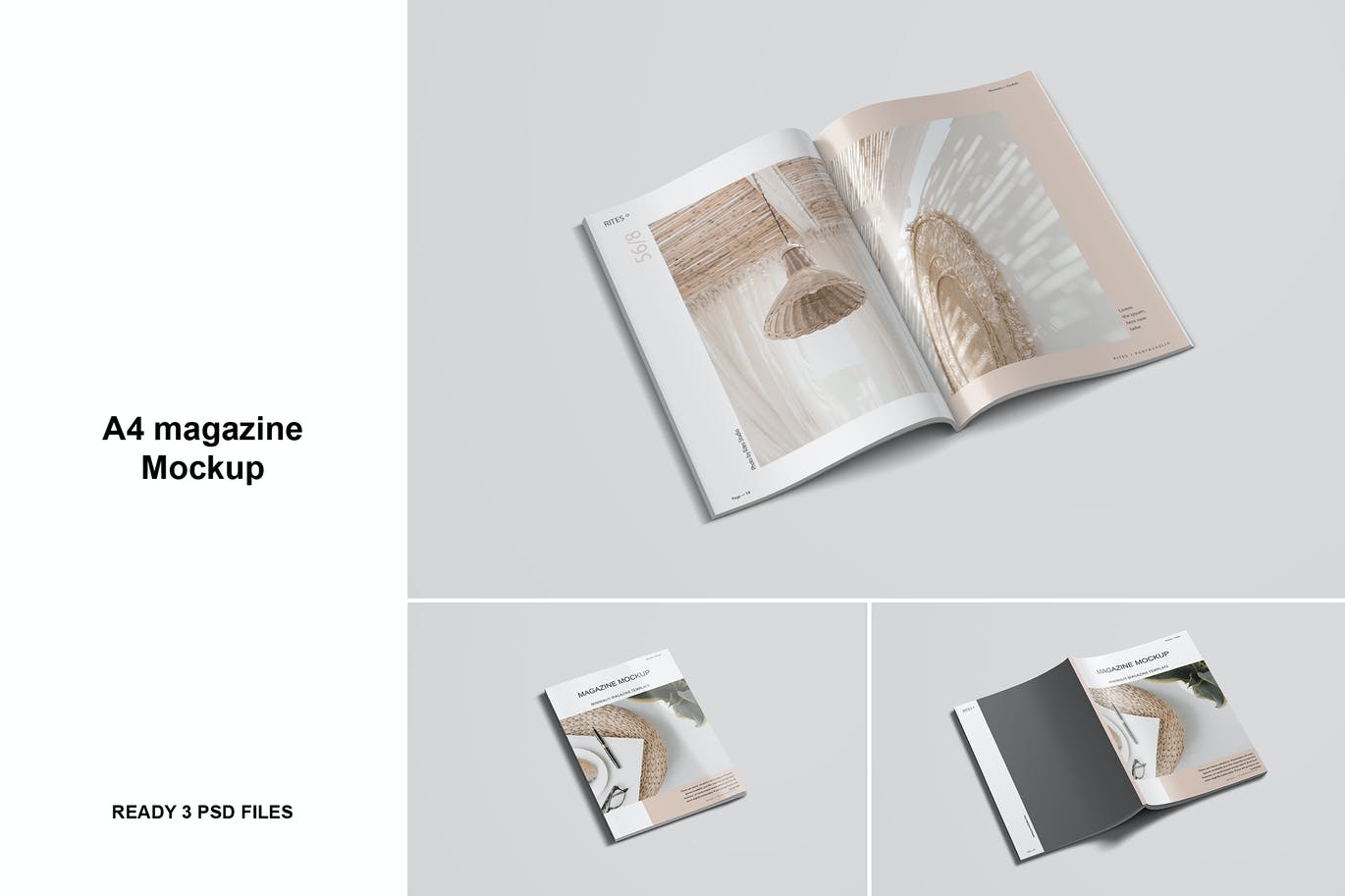 A4尺寸杂志画册效果图展示样机模板 A4 Magazine Mockup