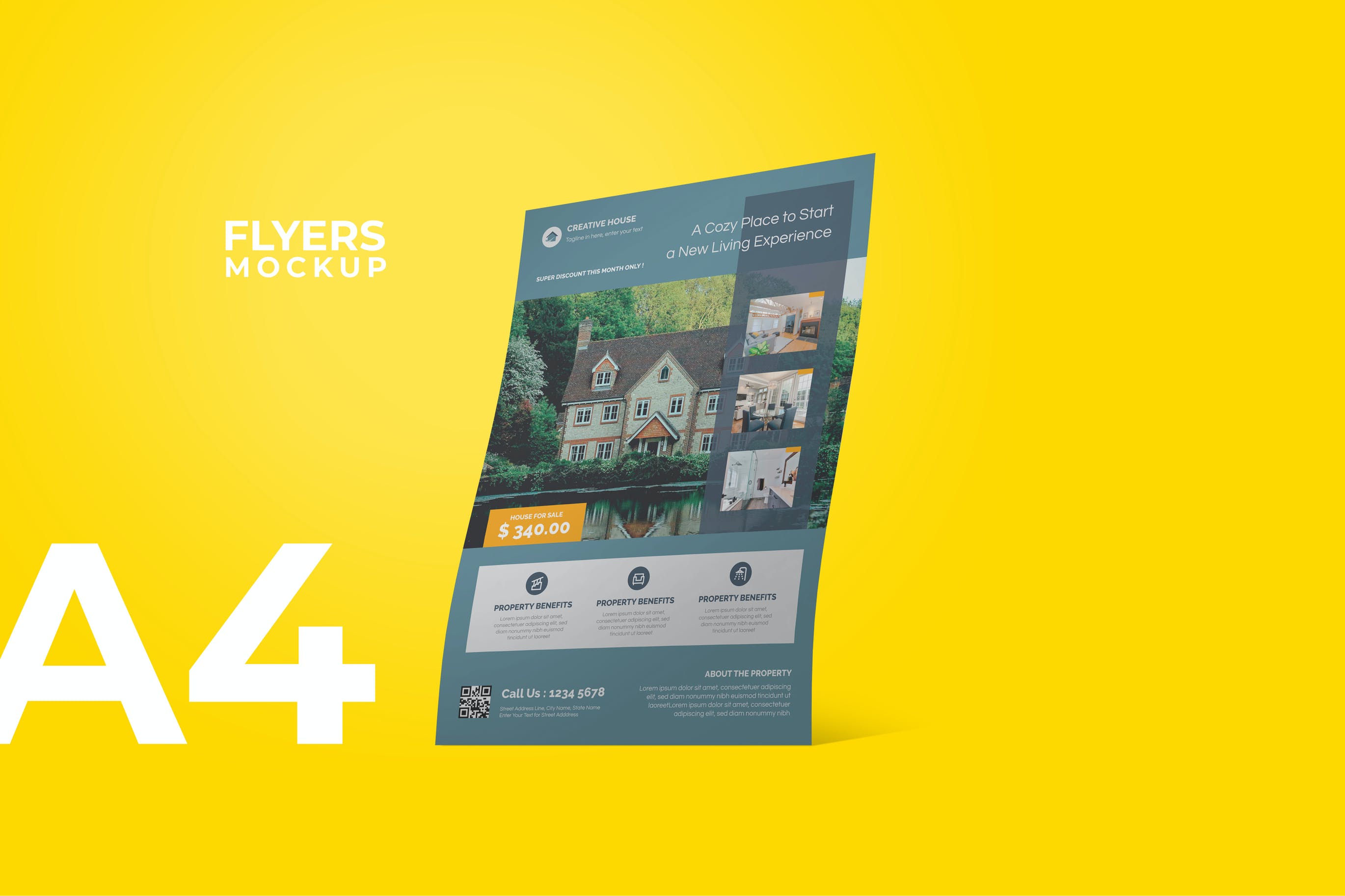 房地产宣传单设计样机模板 Flyer Mockup – Light File Size