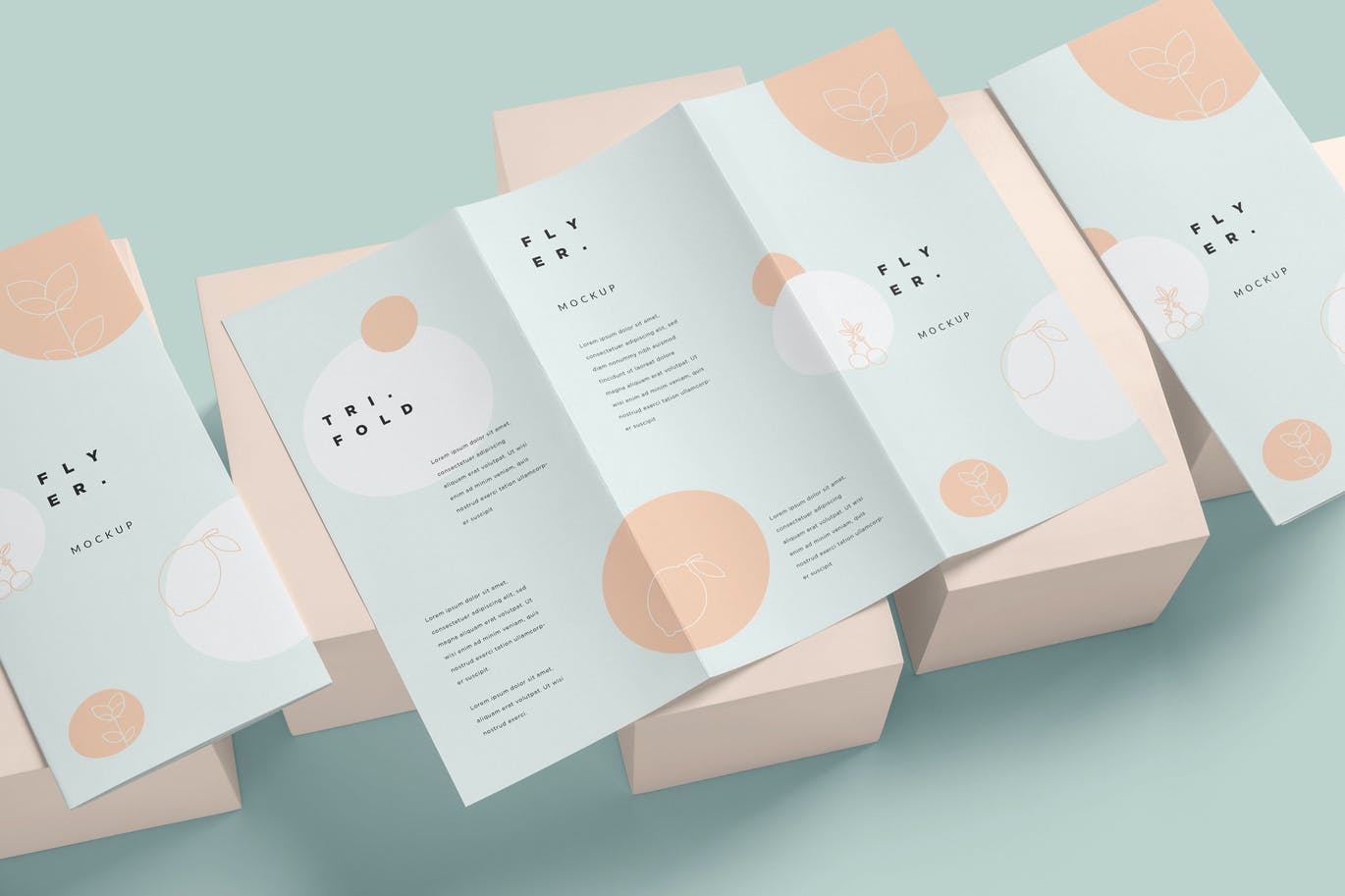 垂直三折页宣传单设计展示效果图样机 Tri-Fold Vertical Flyer Mockups