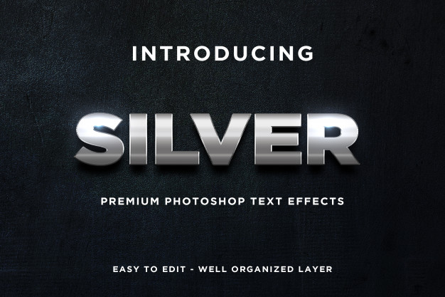 3D银色闪亮的文字效果样式[PSD]