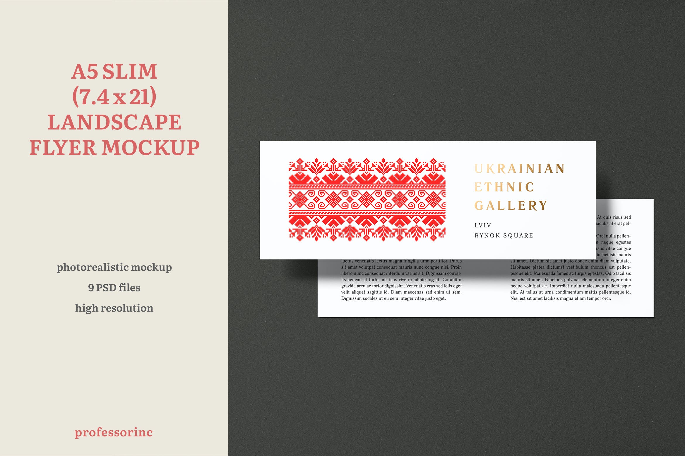 A5横向超薄尺寸活动宣传单设计样机模板 A5 Slim Landscape Flyer Mockup