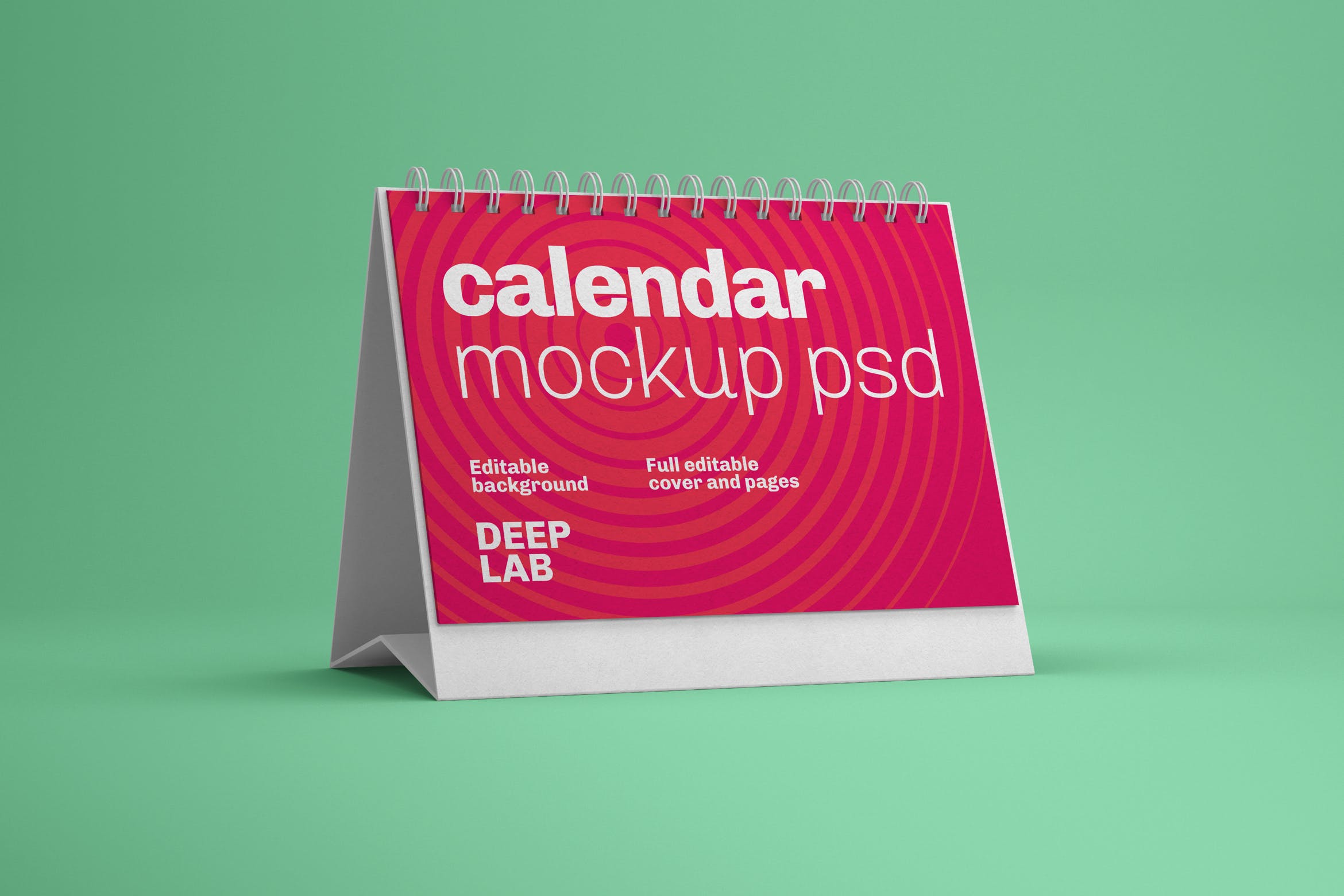 横版活页桌面日历封面设计效果图样机v2 Horizontal Desk Calendar Mockup