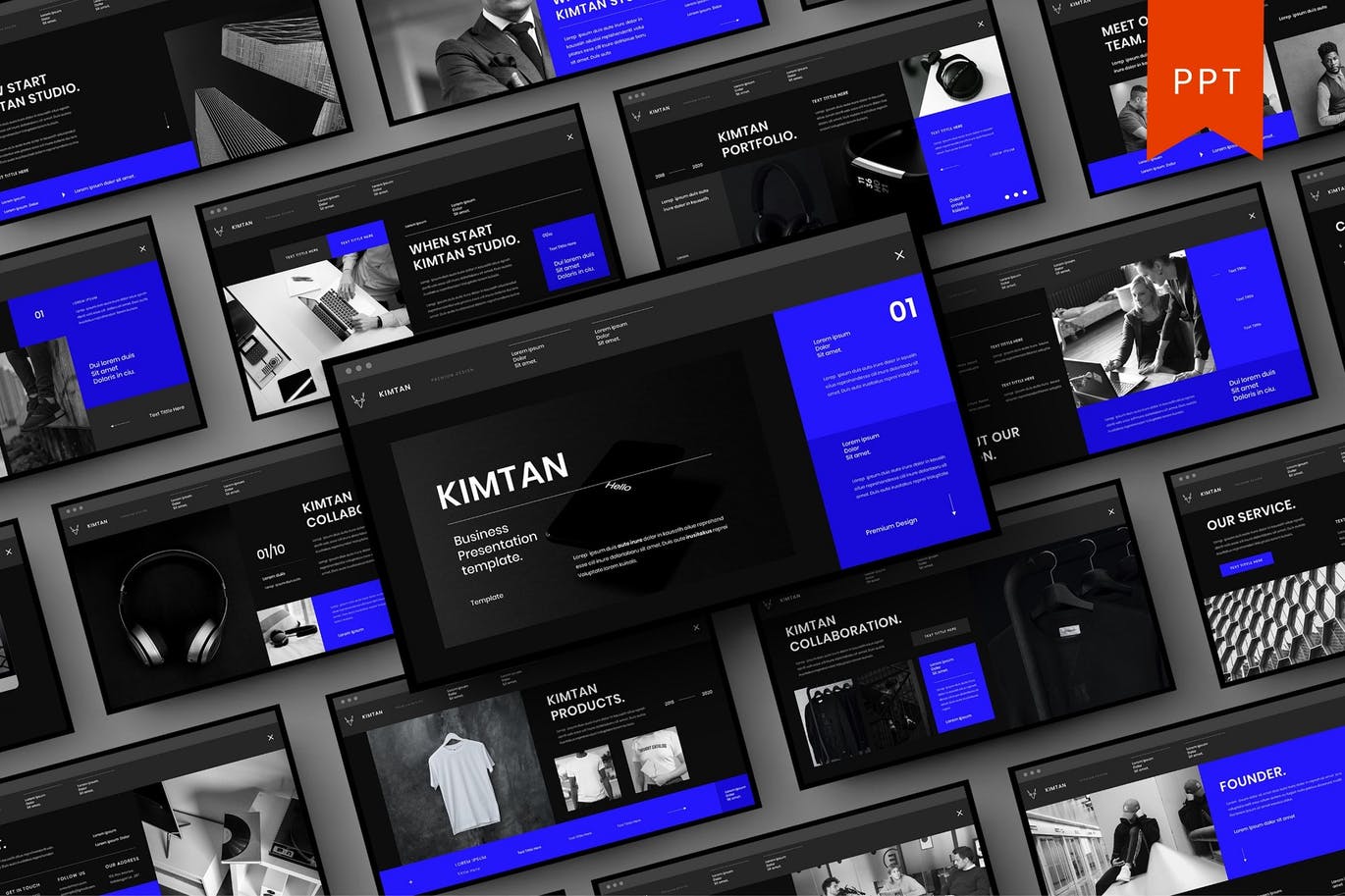 时尚高端专业的高品质商业商务powerpoint幻灯片演示模板（pptx）