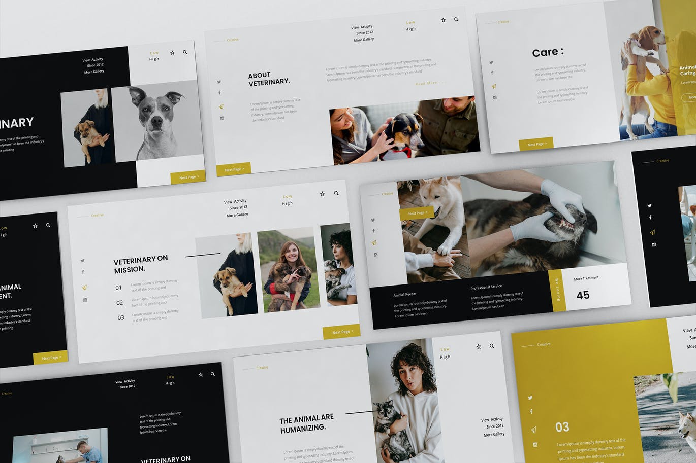 时尚高端专业的高品质宠物兽医协会powerpoint幻灯片演示模板（pptx）