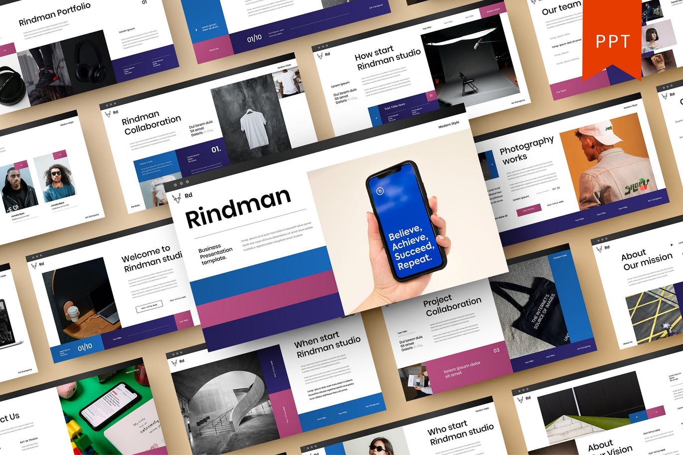 高端时尚简约多用途的高品质商业商务powerpoint幻灯片演示模板（pptx）