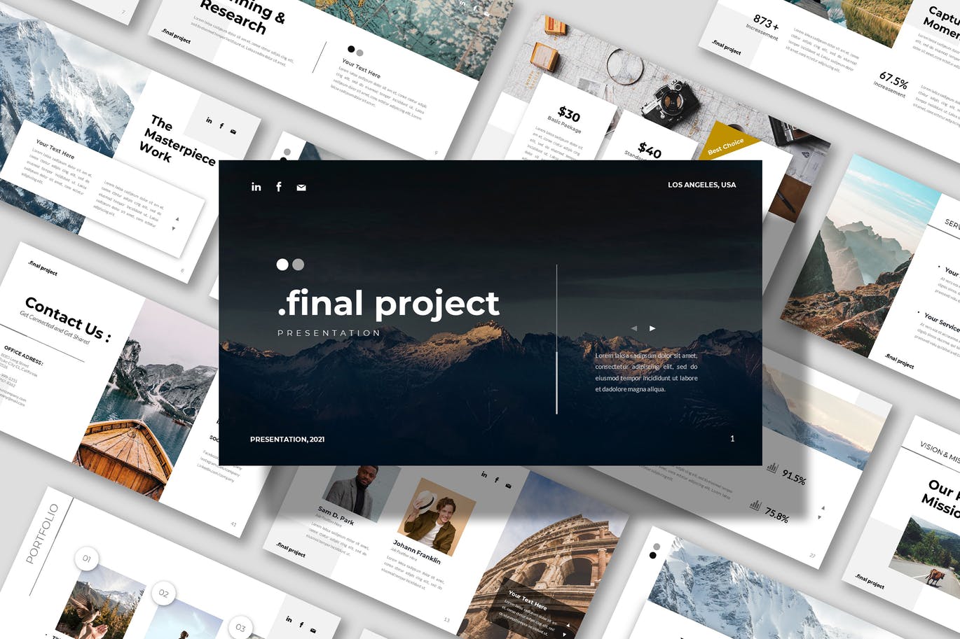 时尚高端简约多用途的powerpoint幻灯片演示模板（pptx）