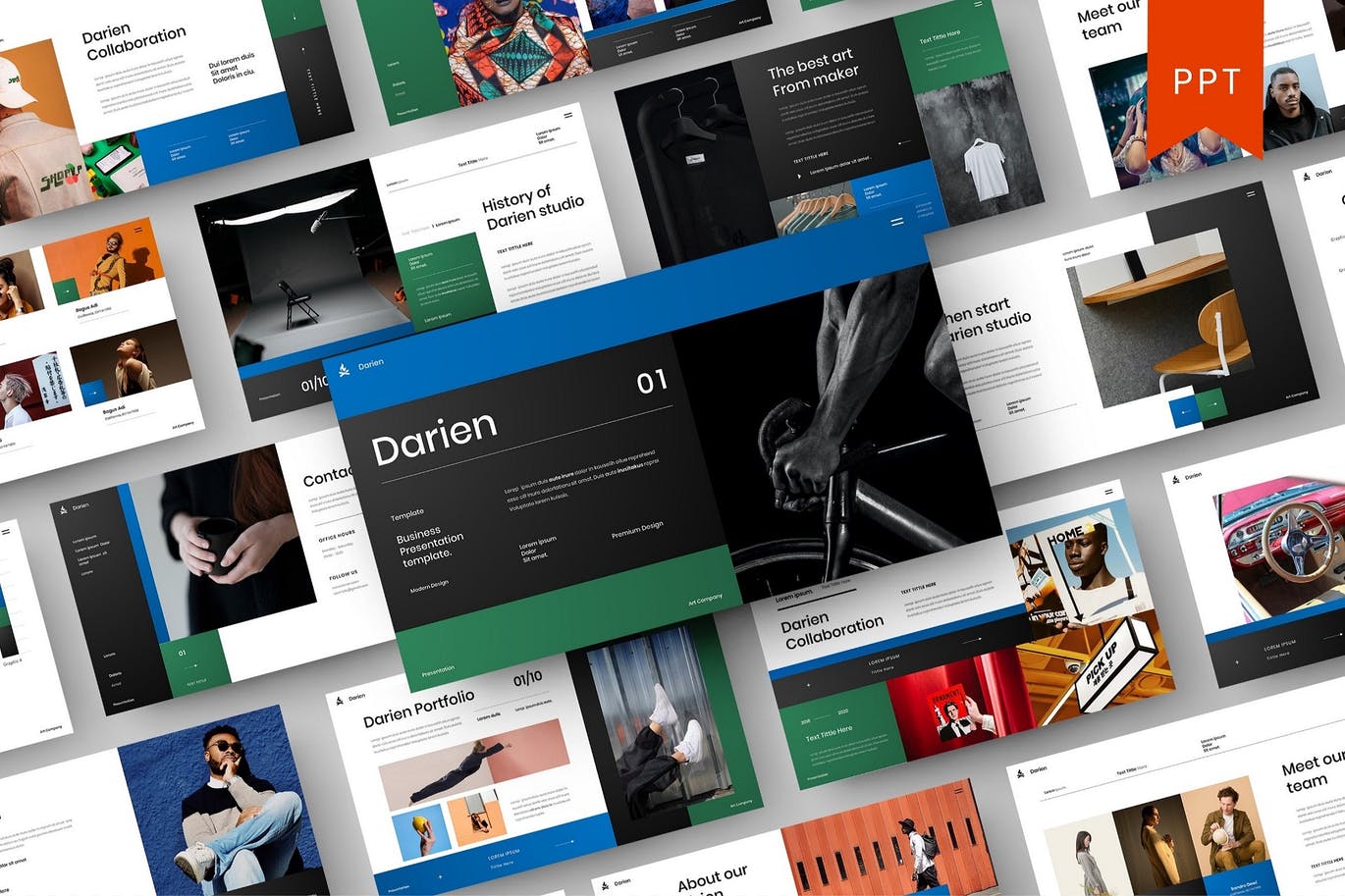 时尚高端简约商业商务powerpoint幻灯片演示模板（pptx）