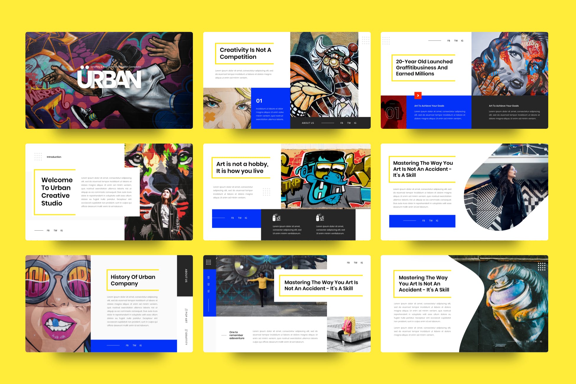 城市-涂鸦和流行艺术PPT模板（PPTX）