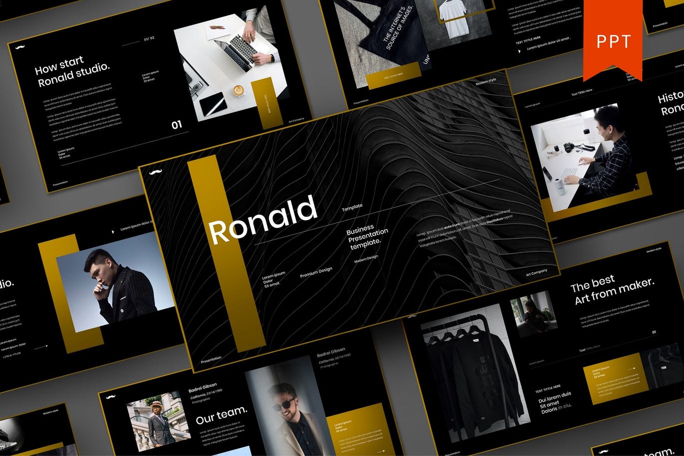 高品质的高端商业商务质感powerpoint幻灯片演示模板（pptx）