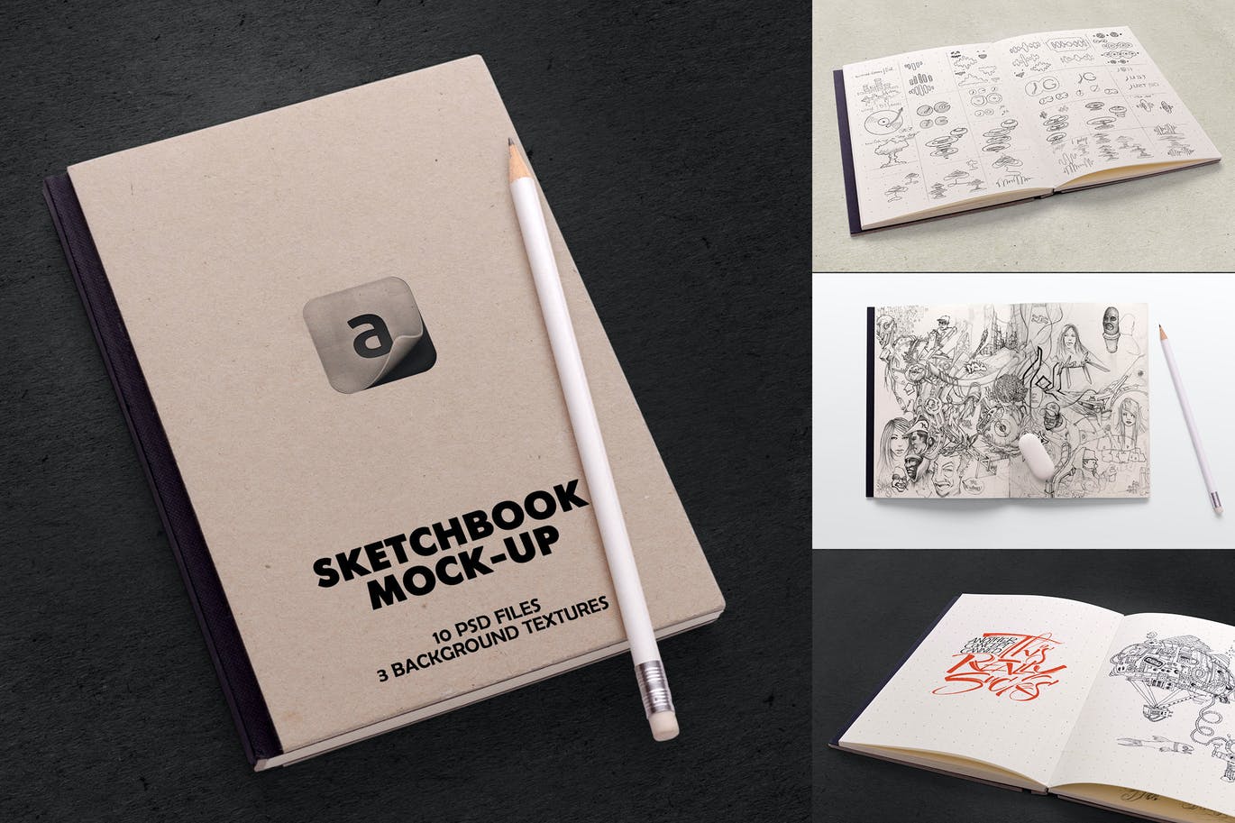 素描本艺术作品展示样机模板 Sketchbook Mock-up