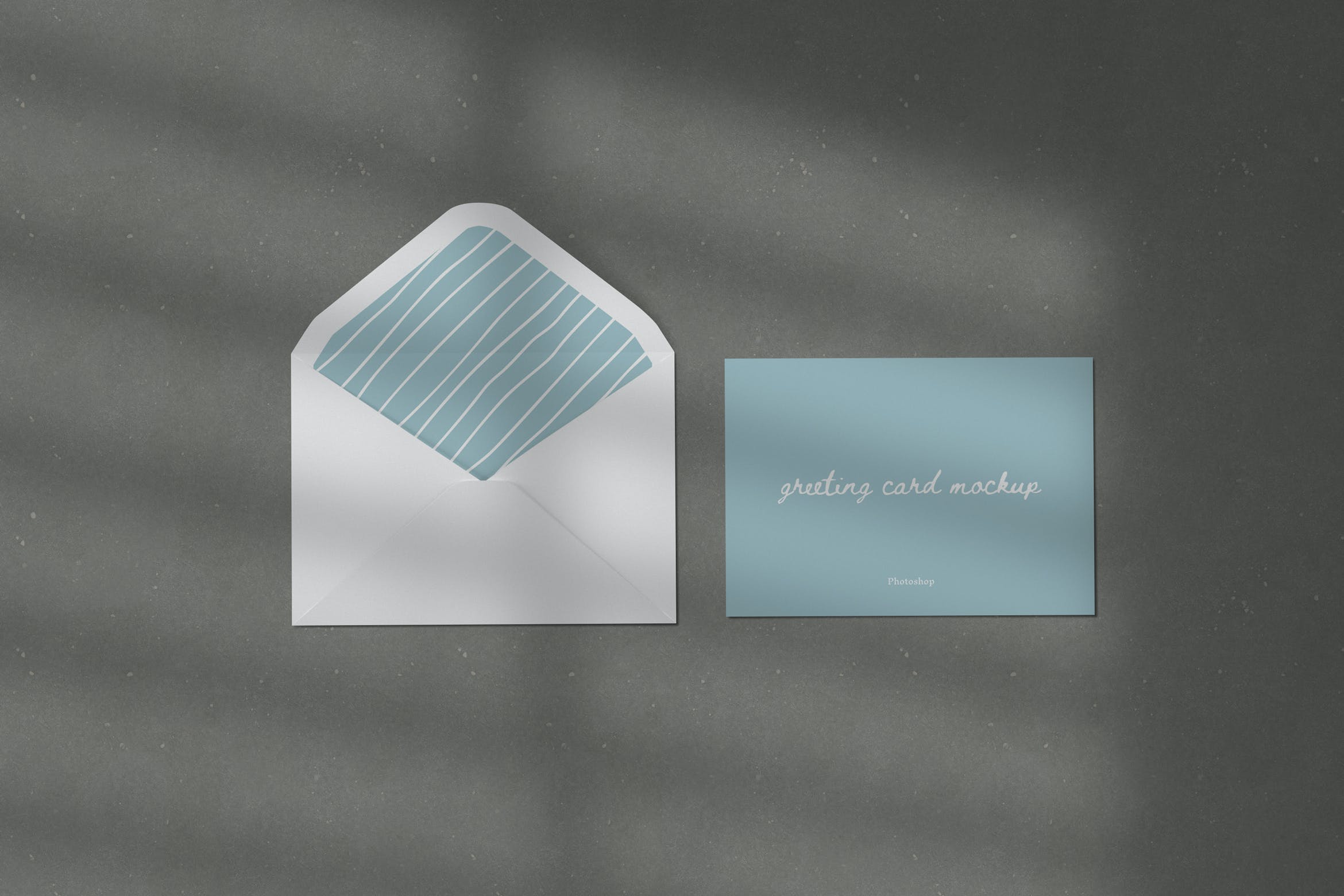 邀请信封贺卡设计顶视图样机模板 Greeting Card Mockup