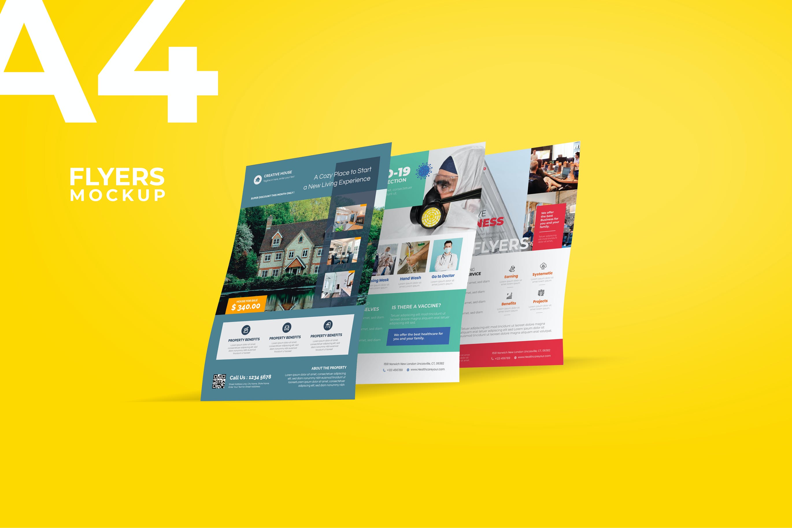 宣传单设计展示效果图样机 Flyer Mockup  – Light File Size