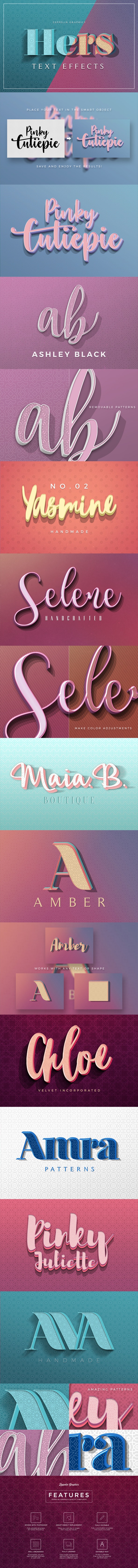 多彩的图案纹理3D文字效果[PSD]