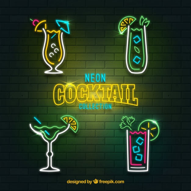 霓虹灯风格的鸡尾酒系列样式