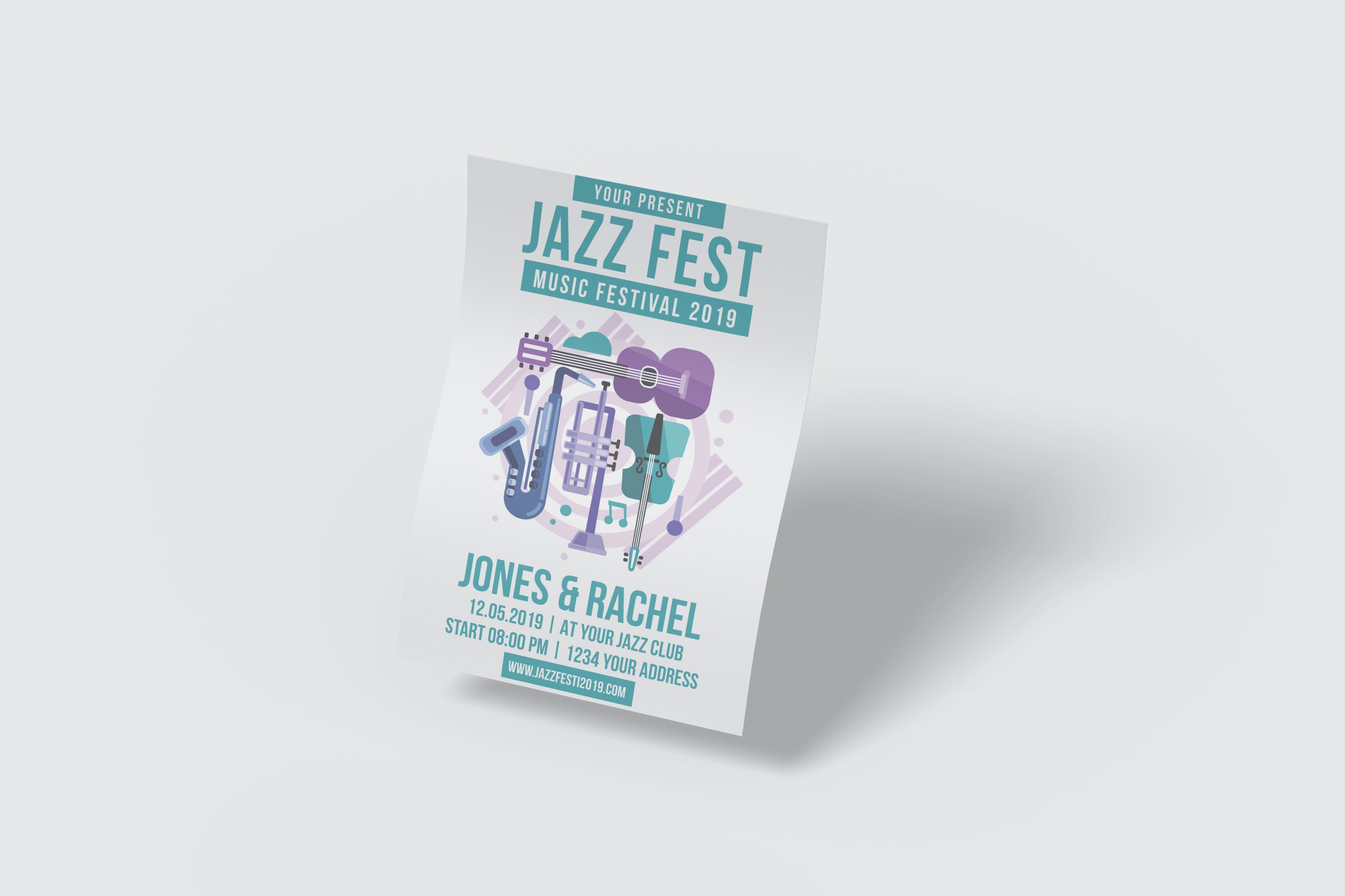 悬在空中的广告传单预览样机模板V.1 Flyer Mockup V1