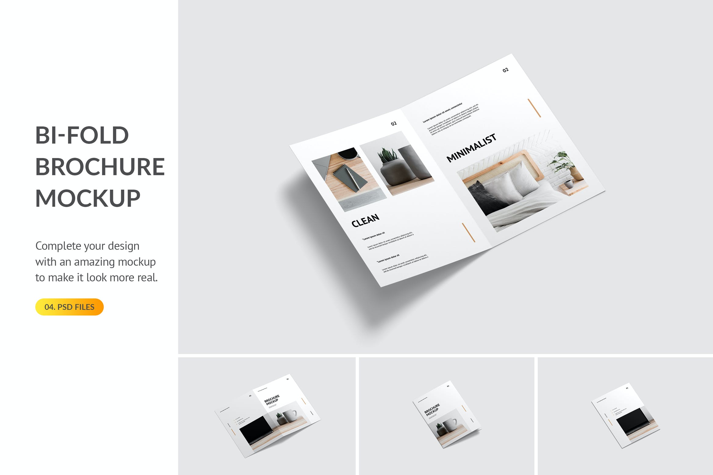 经典对折页设计个人工作室宣传画册模板 Bifold Brochure Mockup