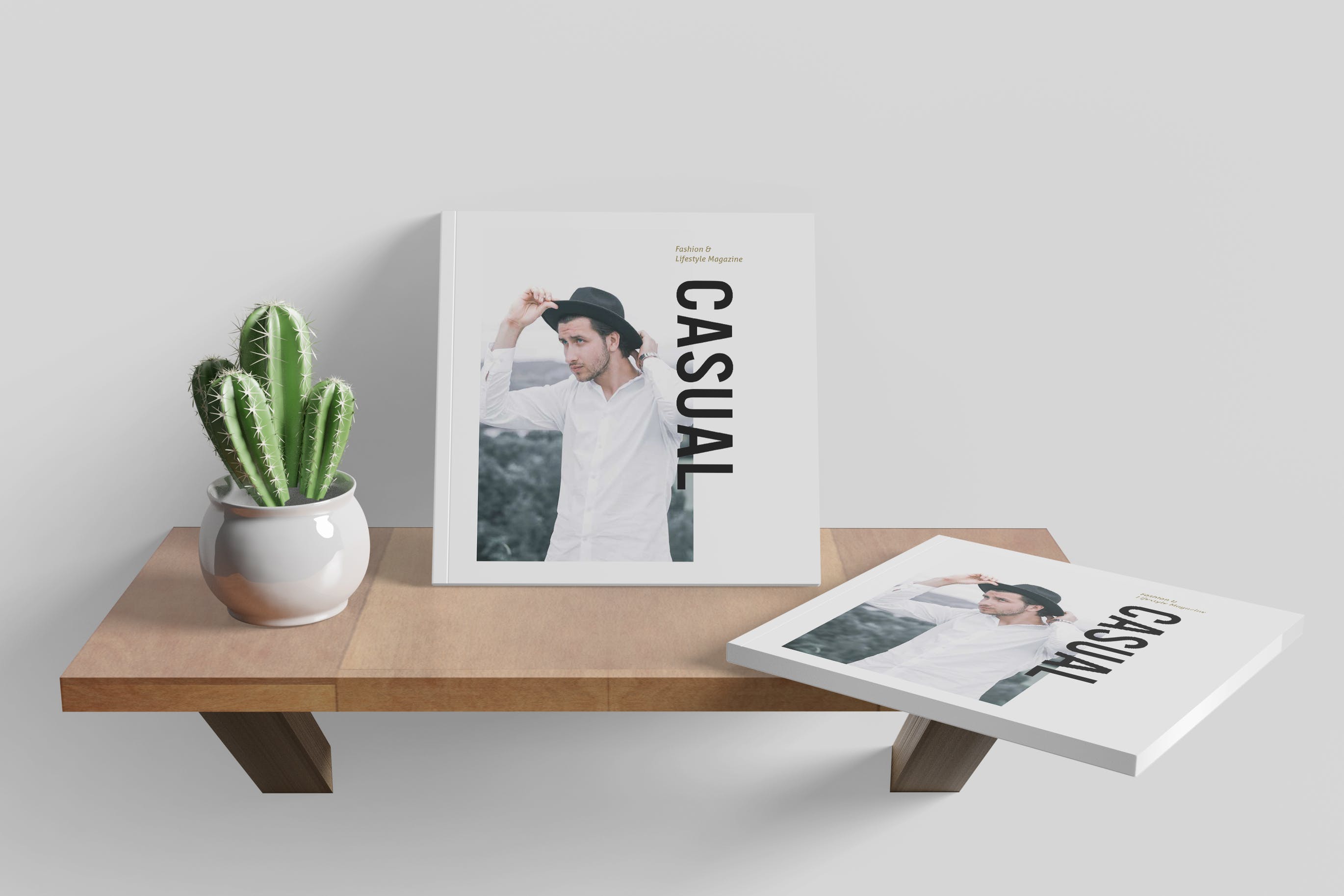 方形杂志封面设计效果图样机模板v2 Square Magazine Mockup V2