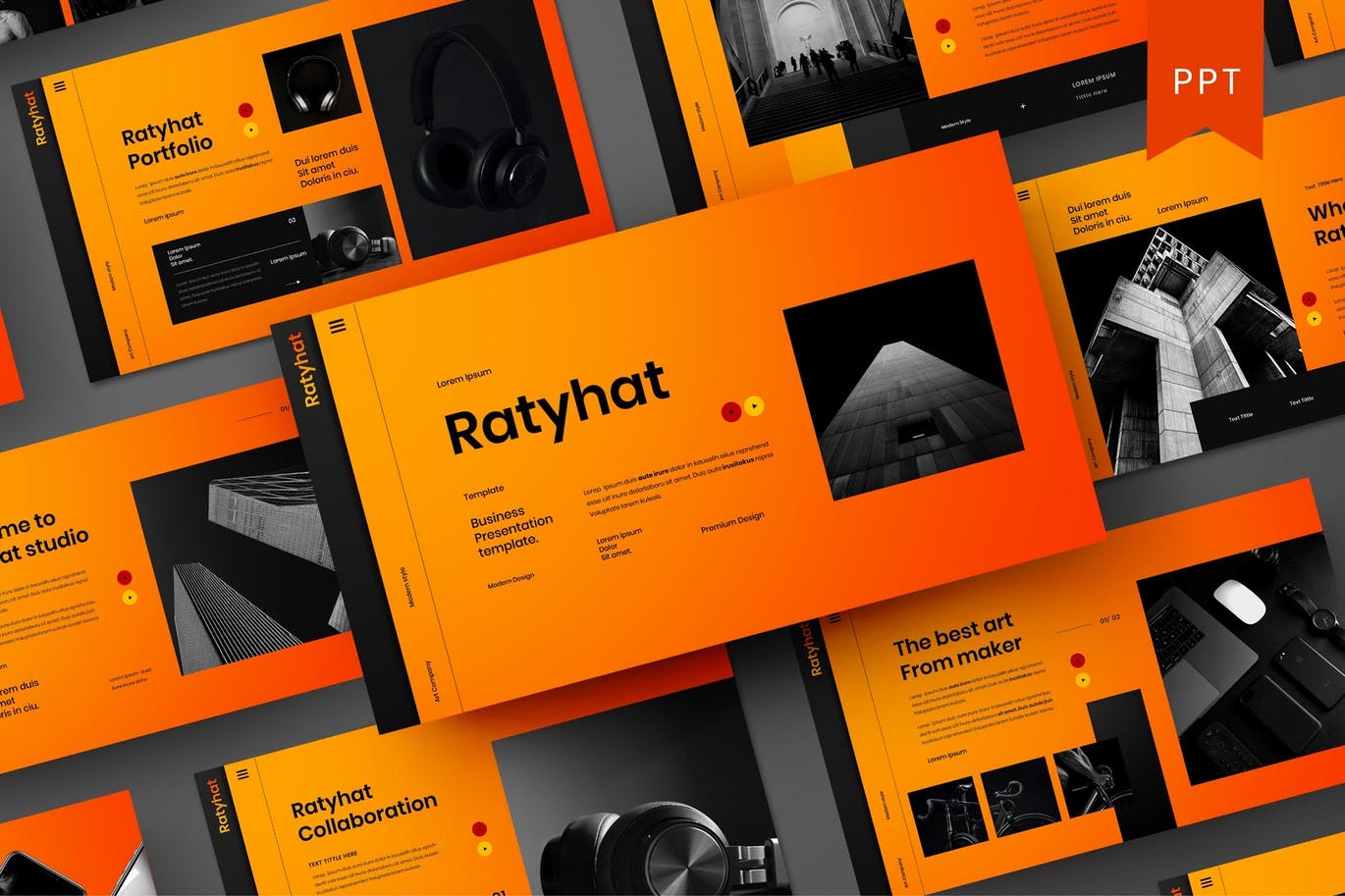 时尚高端专业的高品质多用途商业商务powerpoint幻灯片演示模板（pptx）