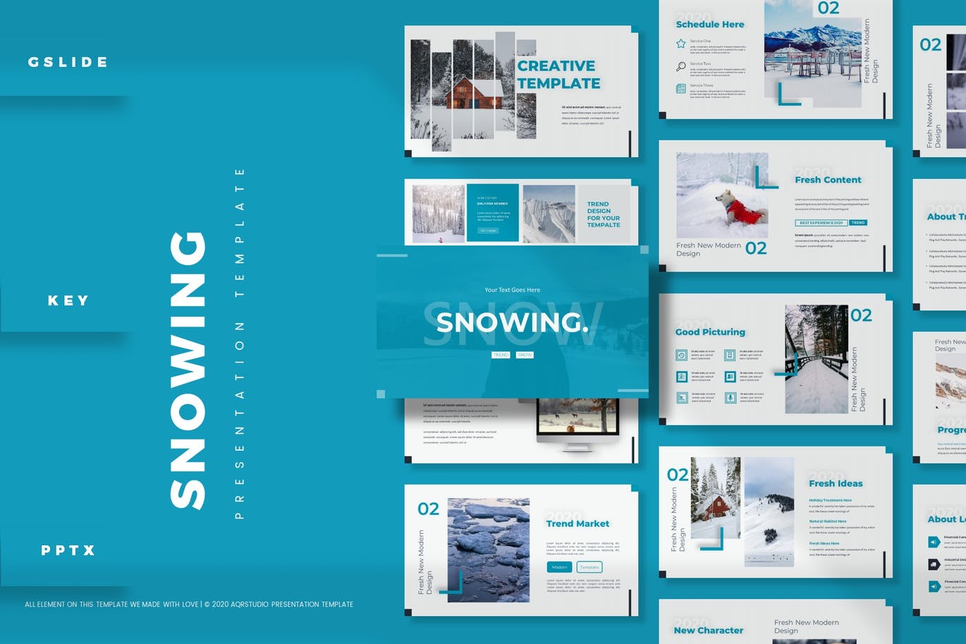 清新时尚冬天下雪powerpoint幻灯片演示模板（pptx）