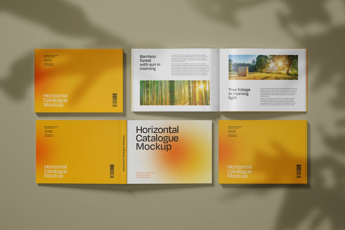 横板产品目录画册网格展示样机模板v1 Horizontal Catalogue Mockup